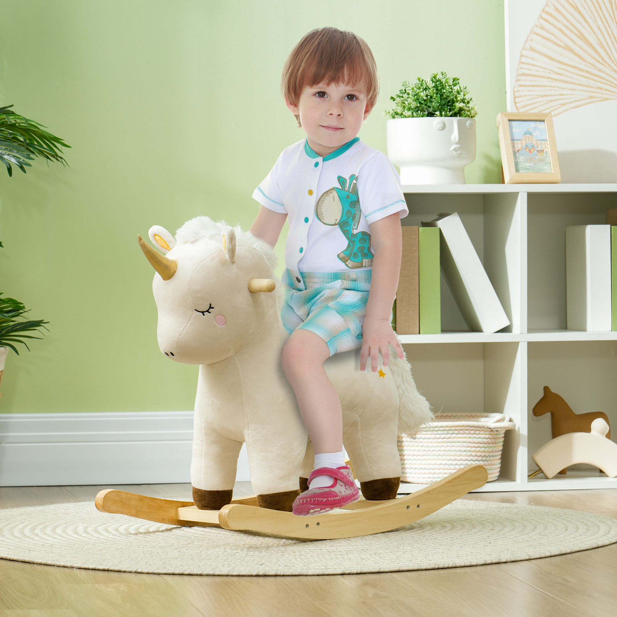 Cheval à bascule licorne enfant - blanc