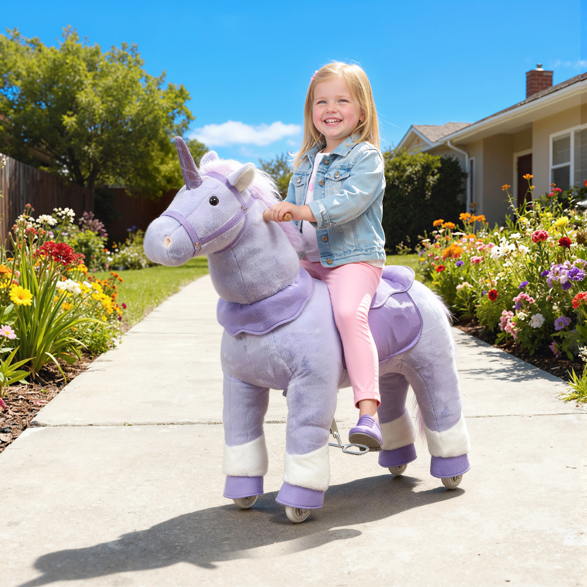 Jouet licorne à chevaucher 4-7 ans, 37,8 po, sans batterie, mauve