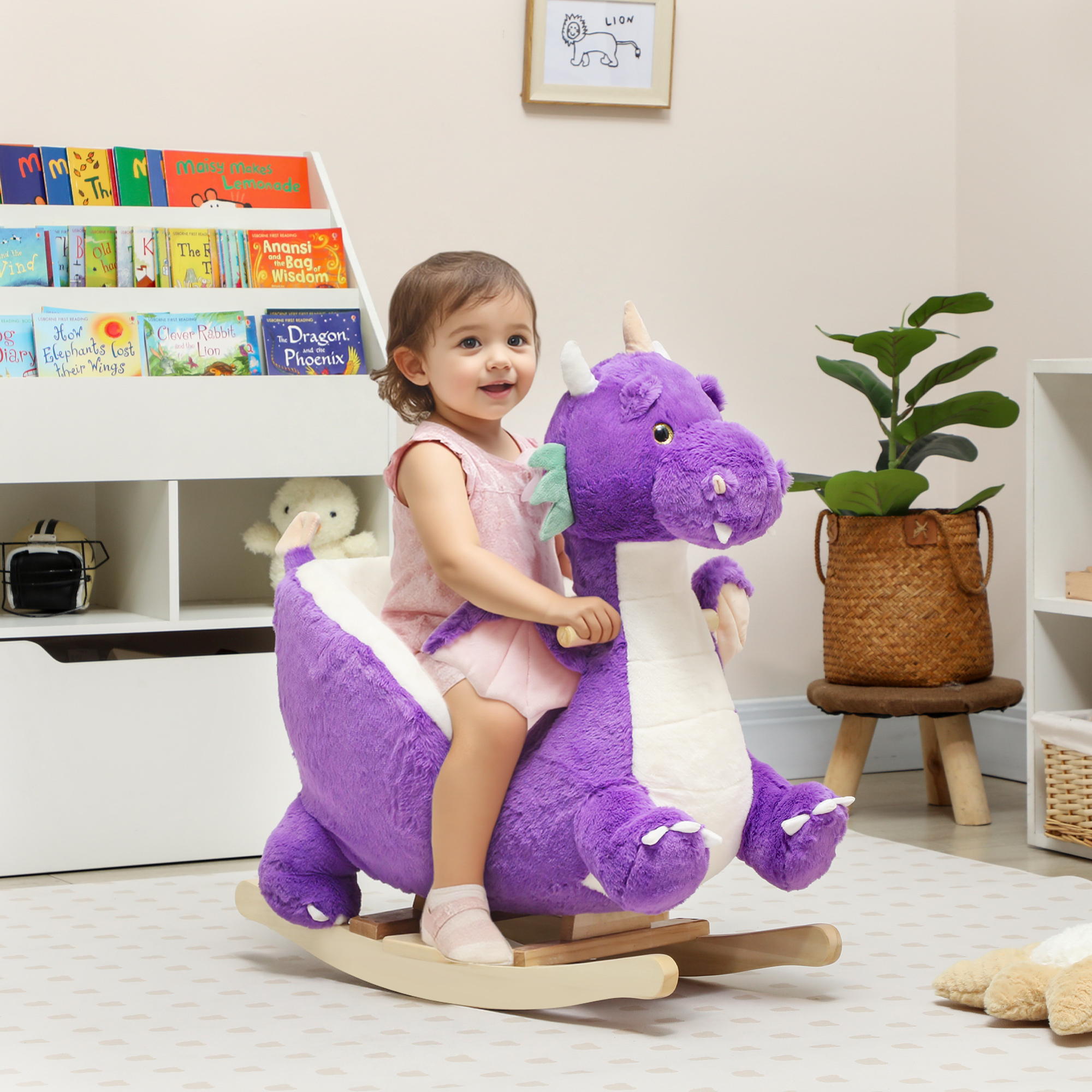 Cheval Bascule Dragon Mauve - Enfants 18-36 Mois