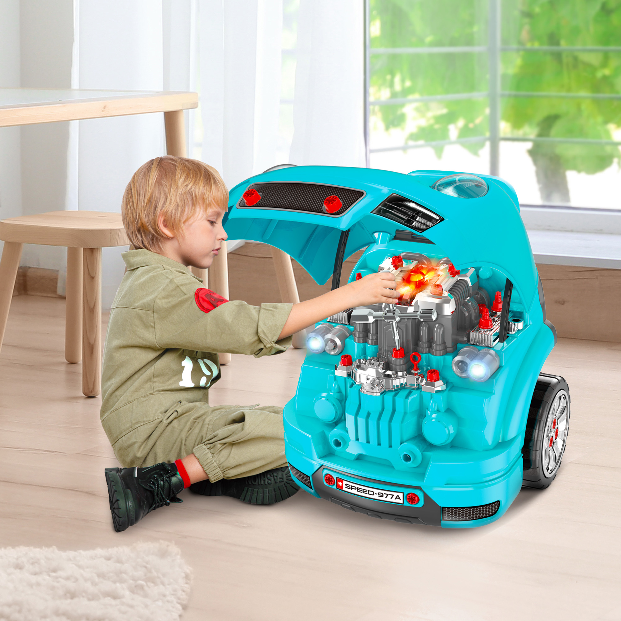 Ensemble jeu atelier mécanique enfant - bleu canard