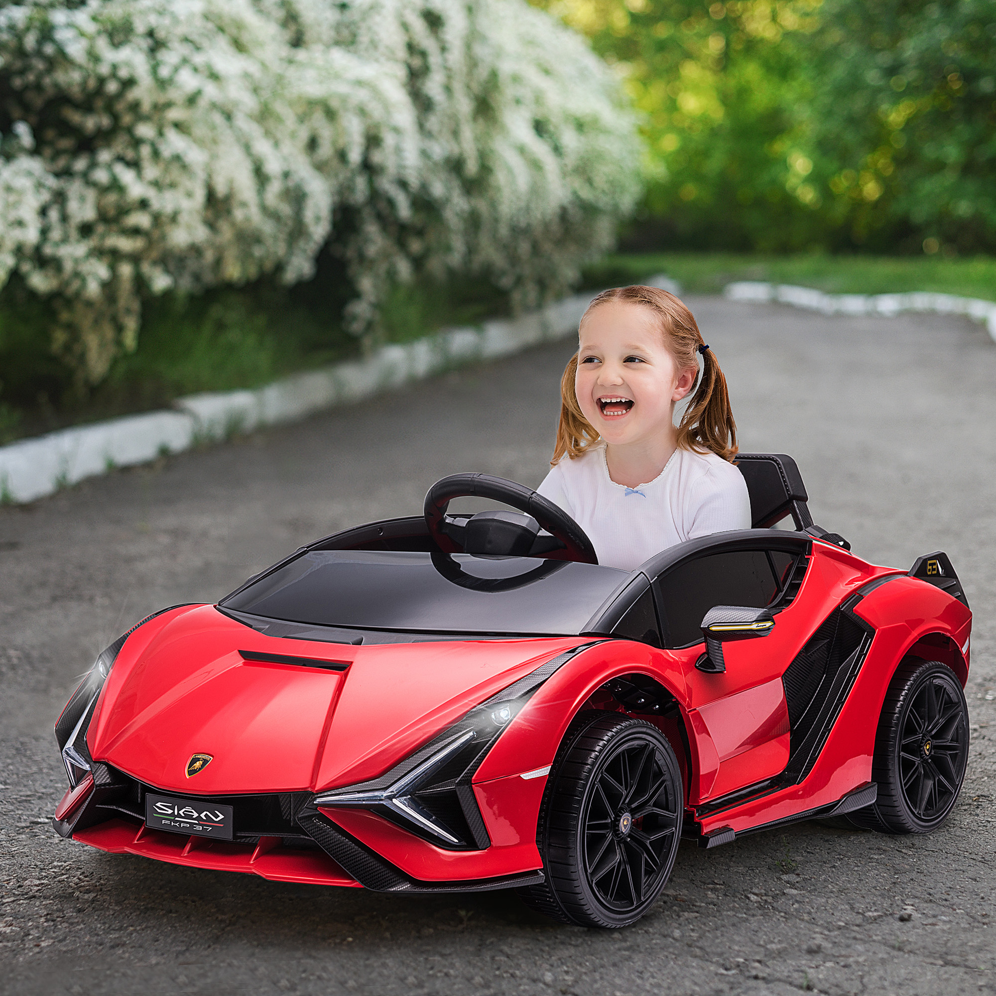Voiture électrique Lamborghini SIAN 12V, télécommande, rouge