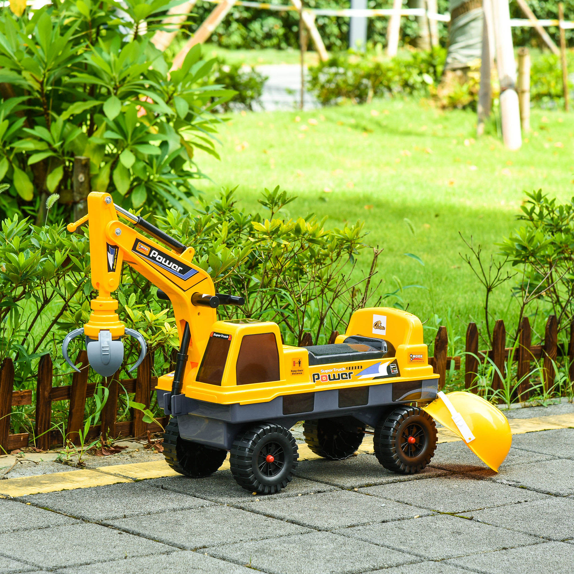 Excavatrice 2 en 1 sans batterie avec casque et pince, jaune