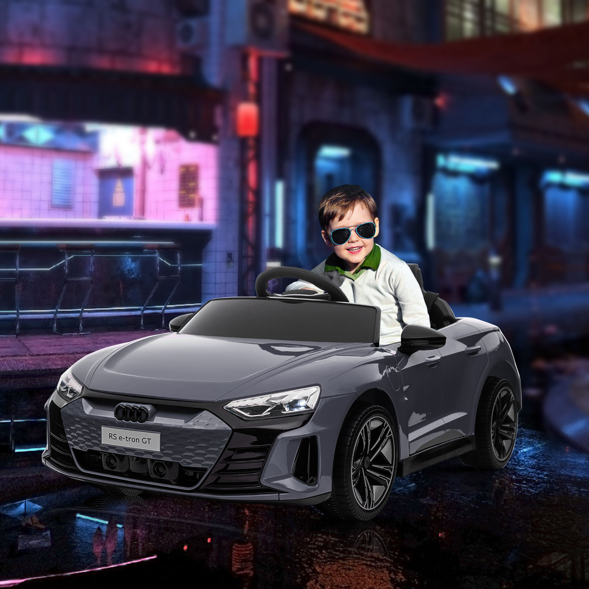Audi RS E-tron GT 12V Enfants Gris Télécommande