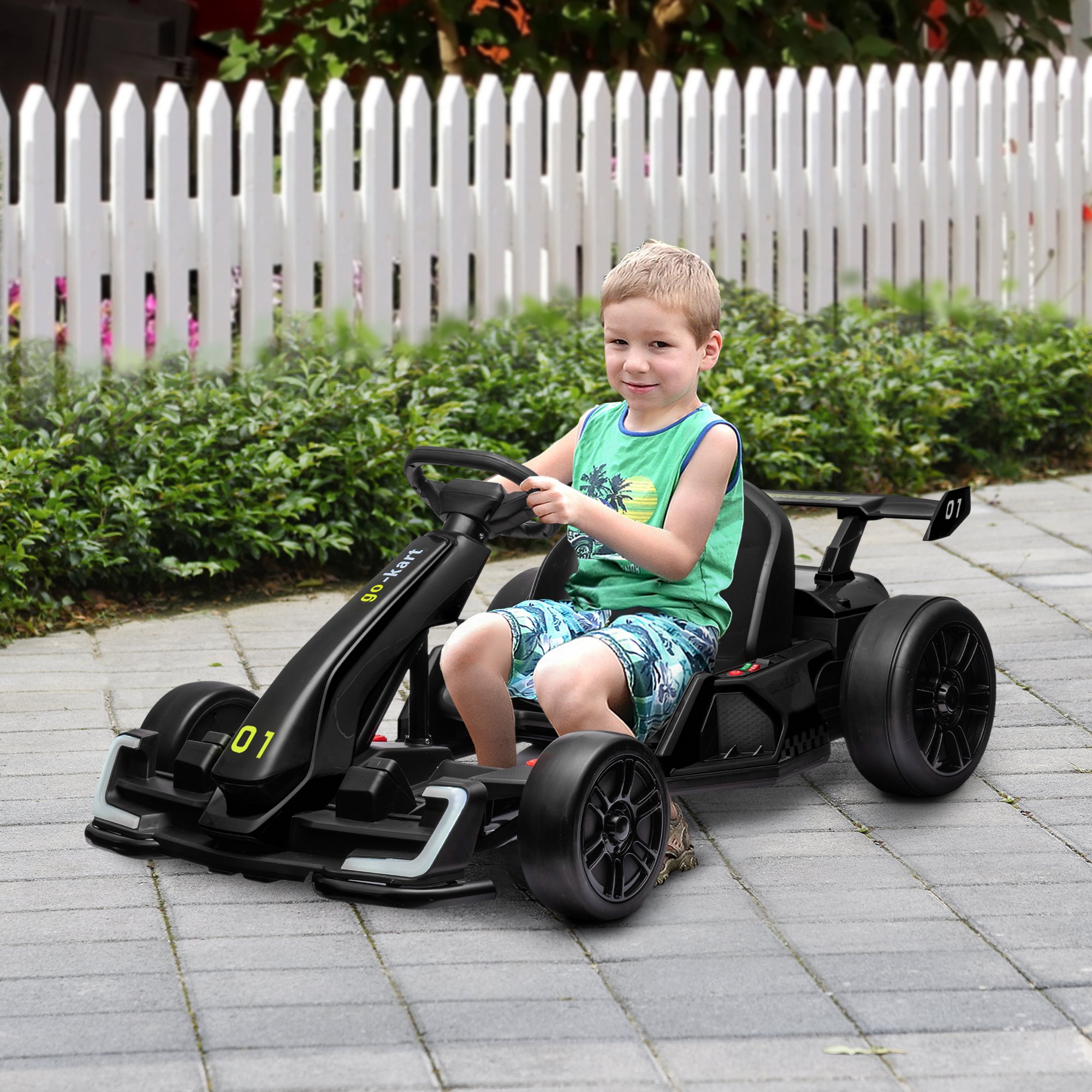 Kart électrique 24V 7,5 MPH siège ajustable noir