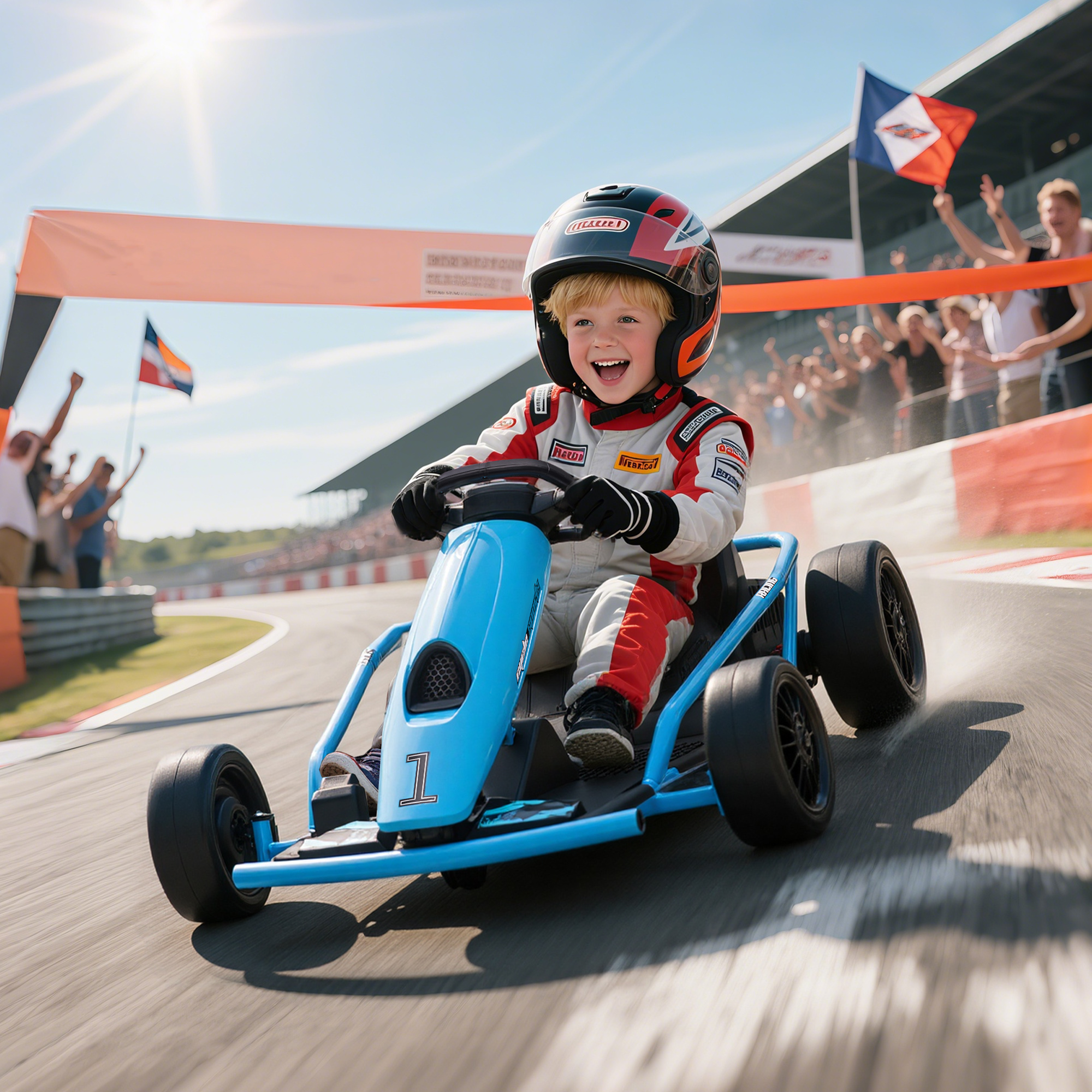 Go-kart électrique 24V enfants drift 2 vitesses bleu 8-12 ans