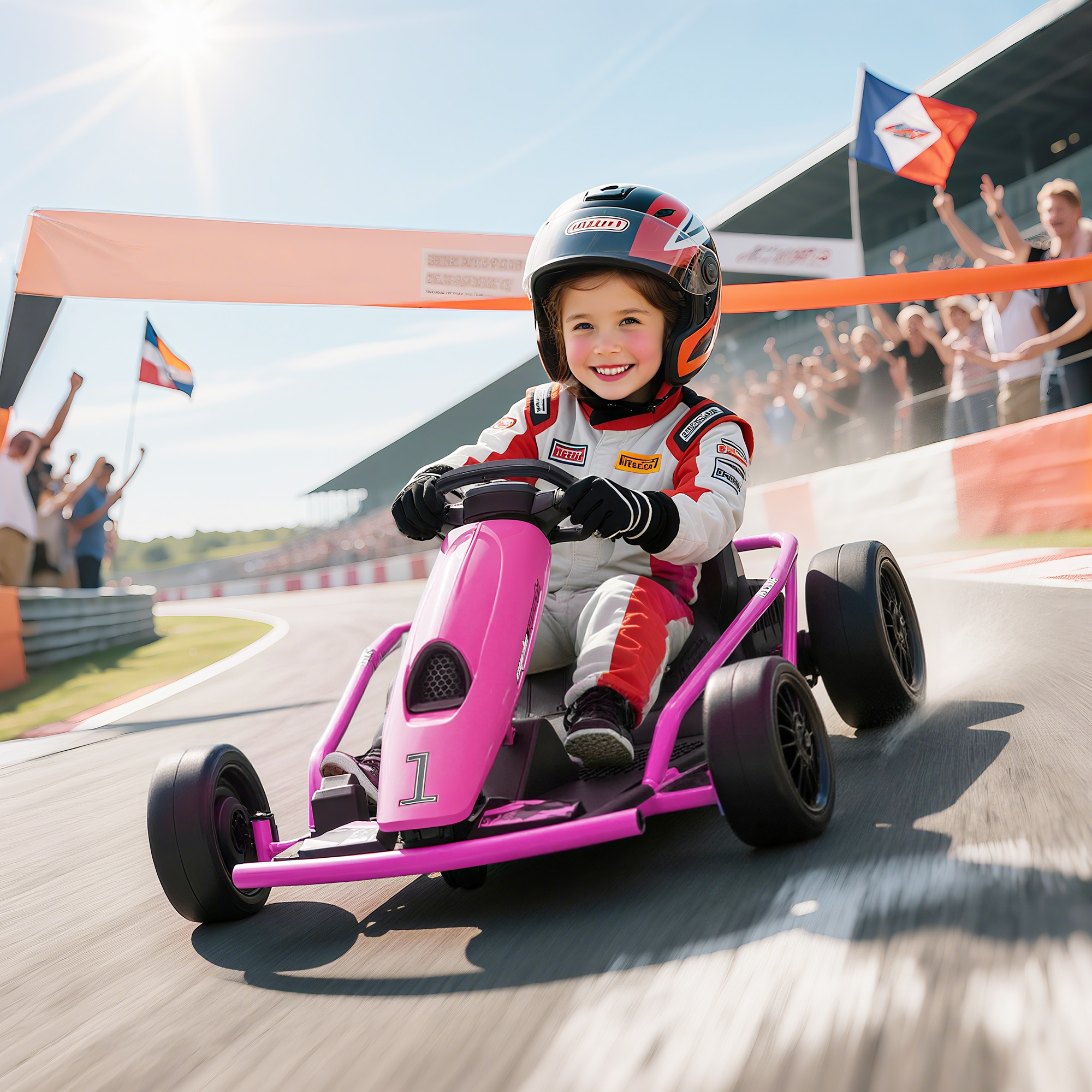 Go-kart électrique 24V enfants drift 2 vitesses rose 8-12 ans