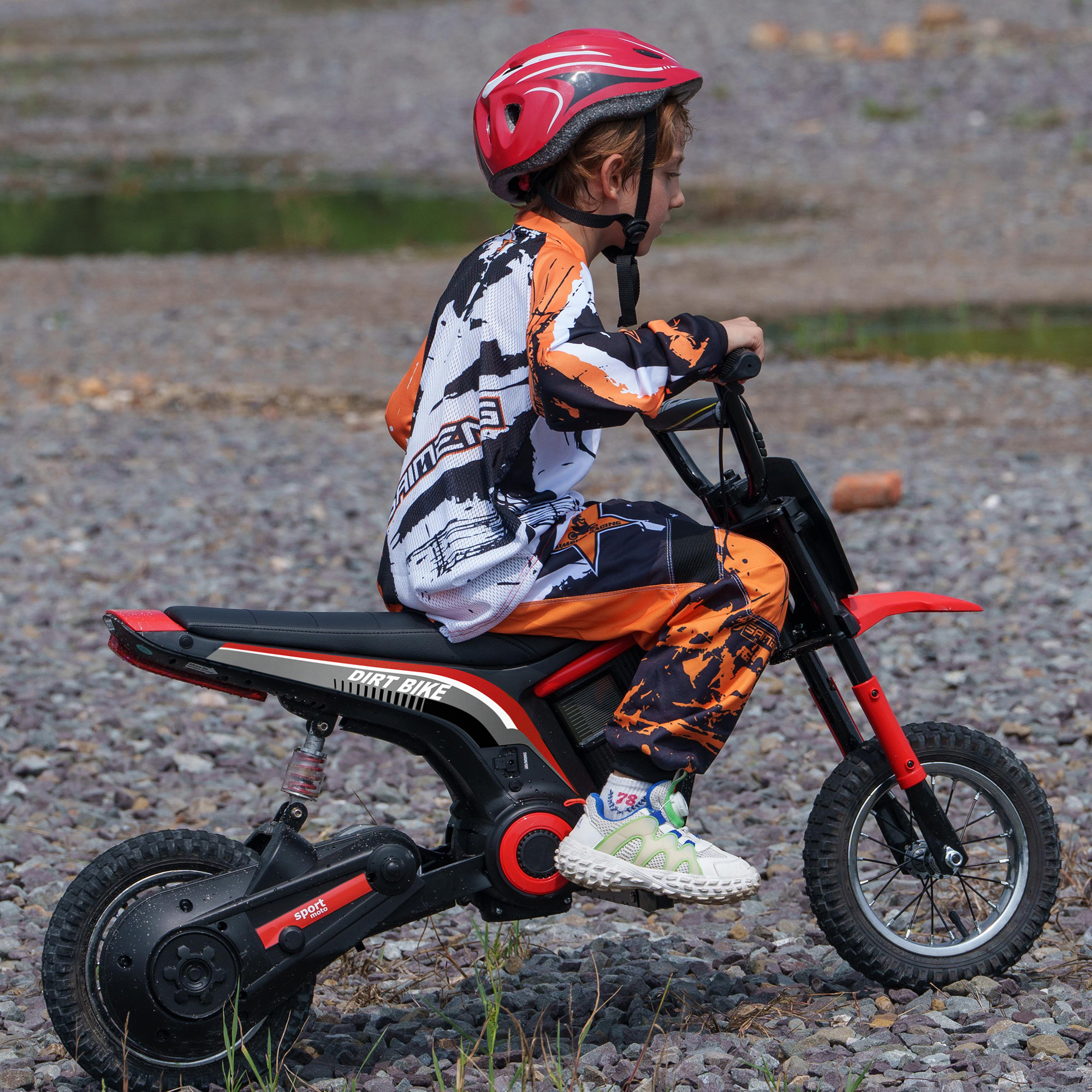 Moto électrique enfant 24V 350W, 12 po, 15 mi/h, rouge