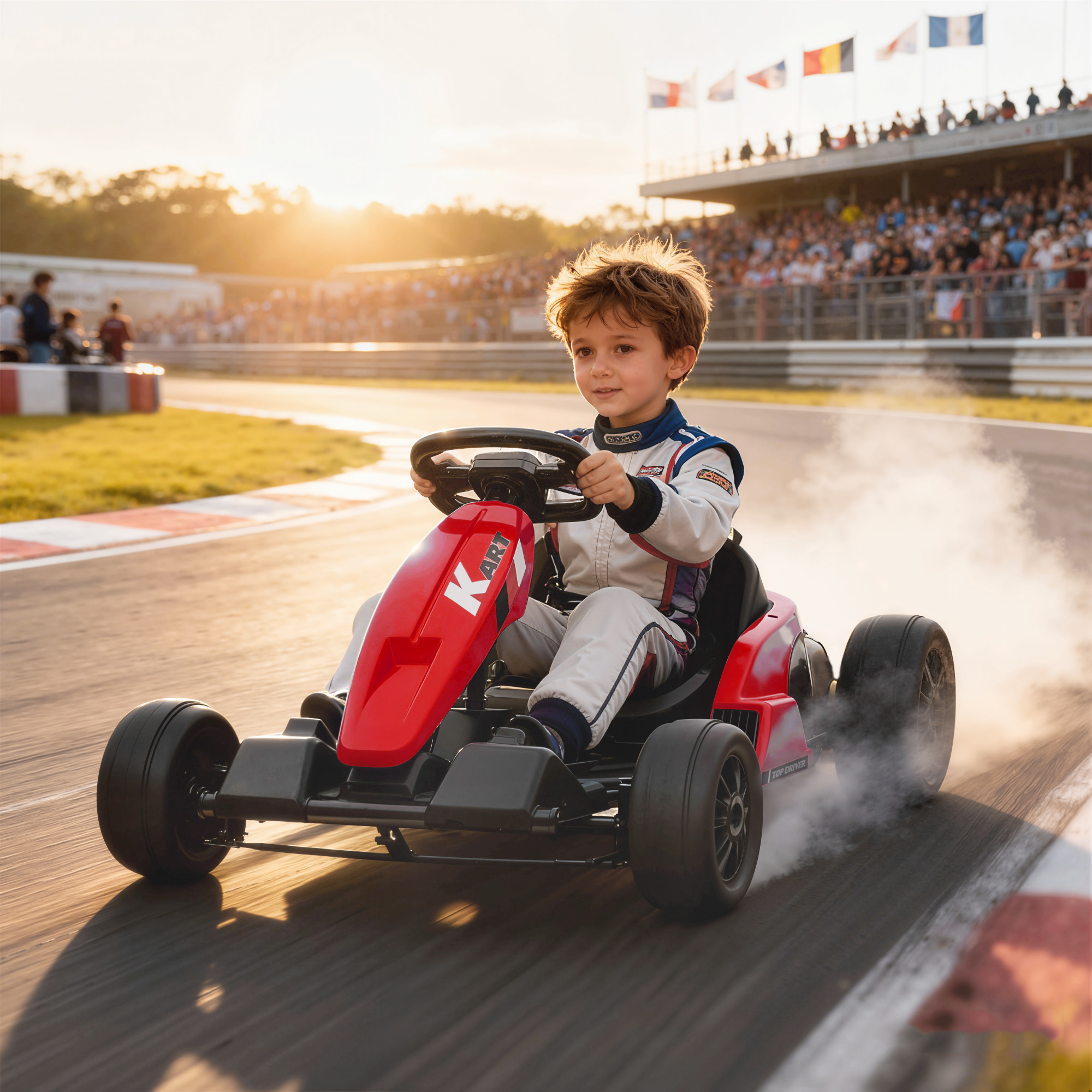 Go-kart électrique 24V, moteurs 150W, 11,2 mi/h, harnais rouge