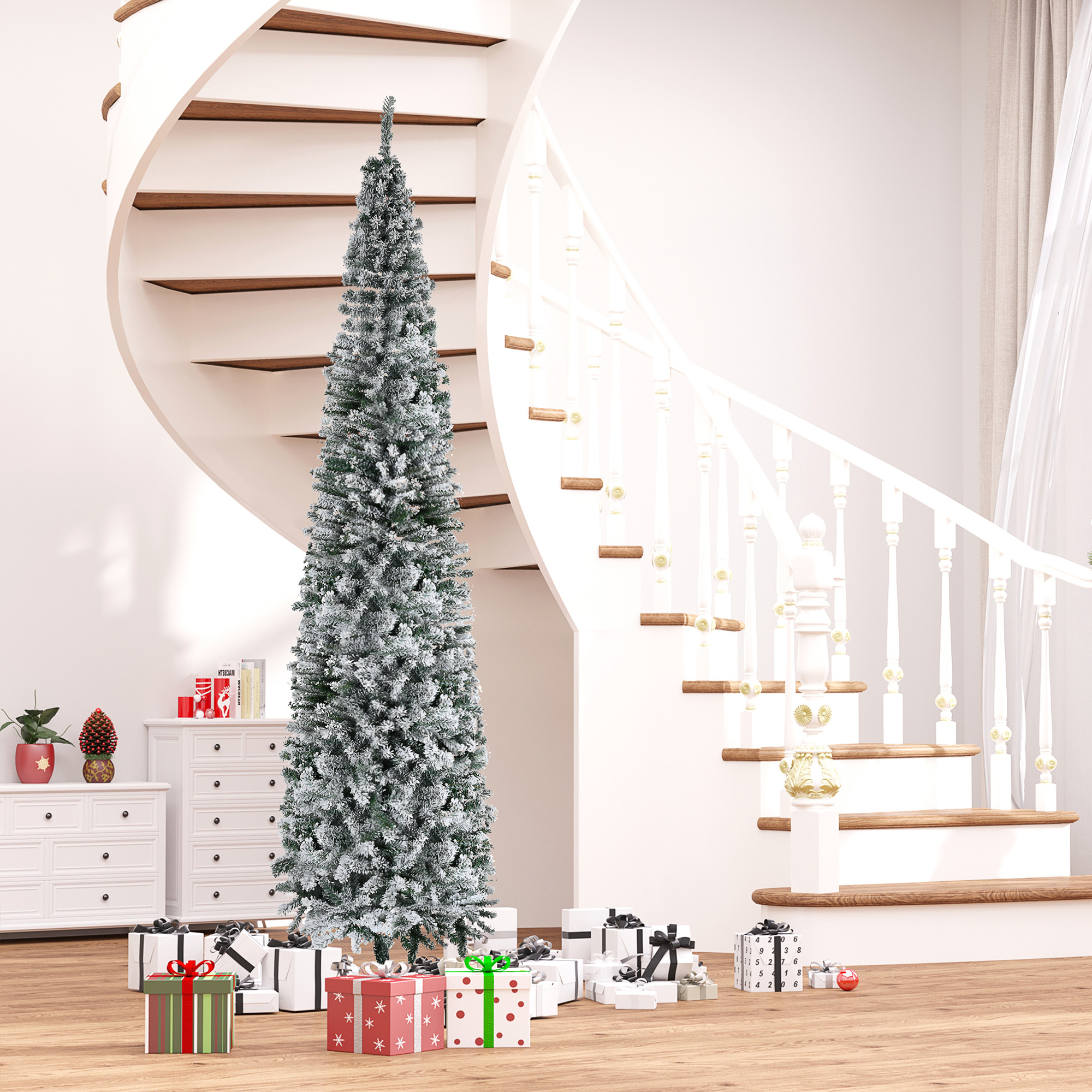 HOMOM sapin Noël artificiel 9 pi floconné base métal