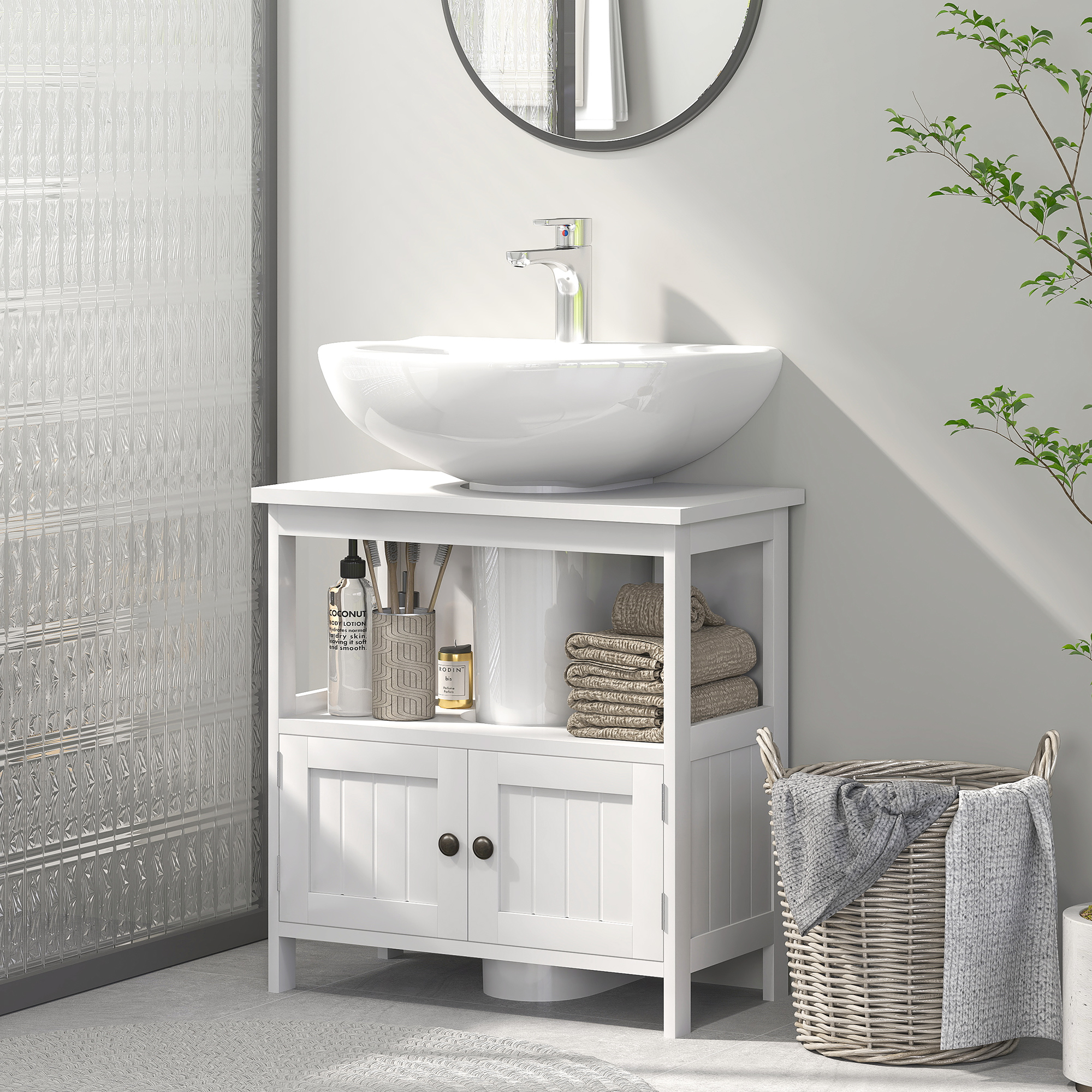 Armoire sous lavabo 2 portes blanc