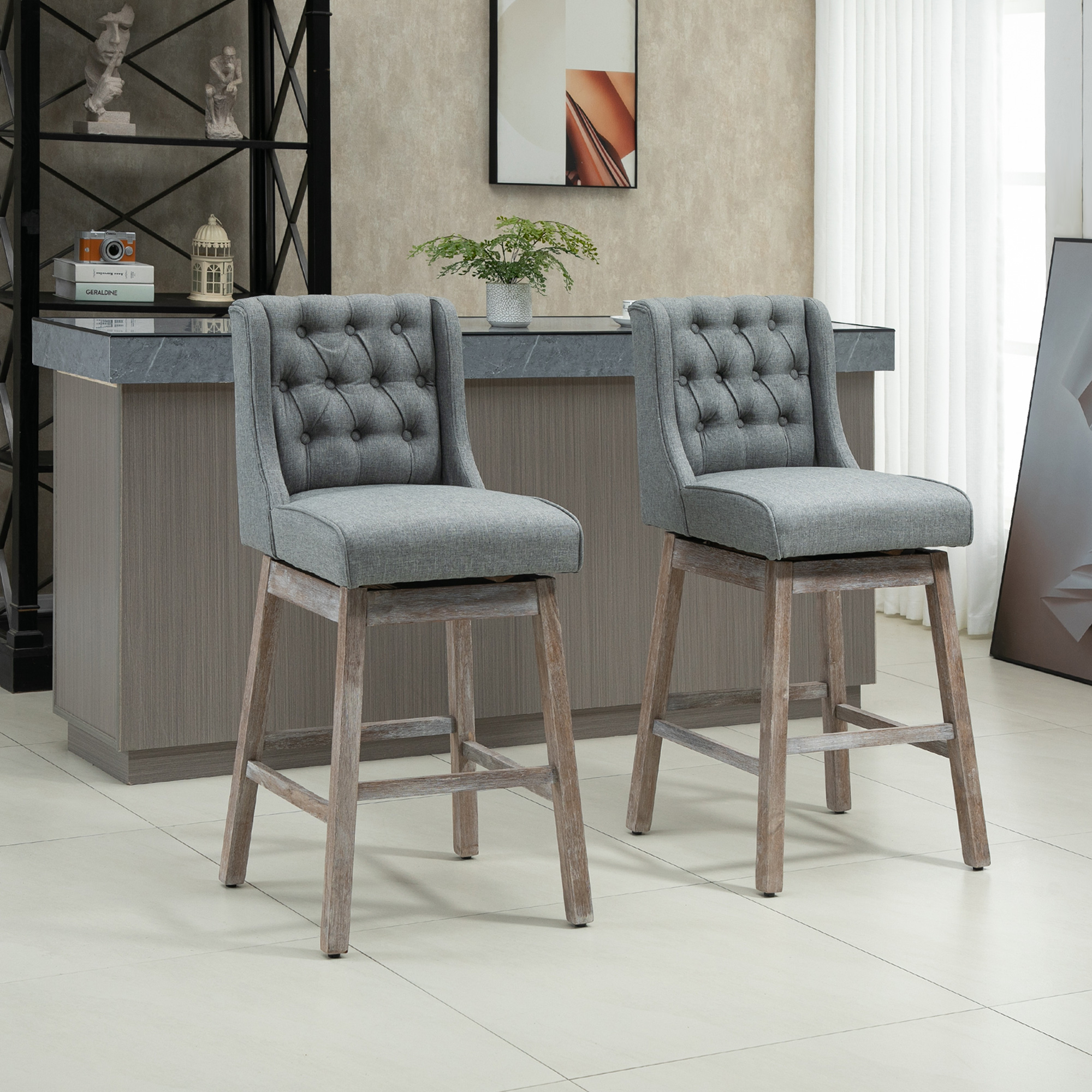 Ensemble 2 tabourets bar hauteur 30po gris