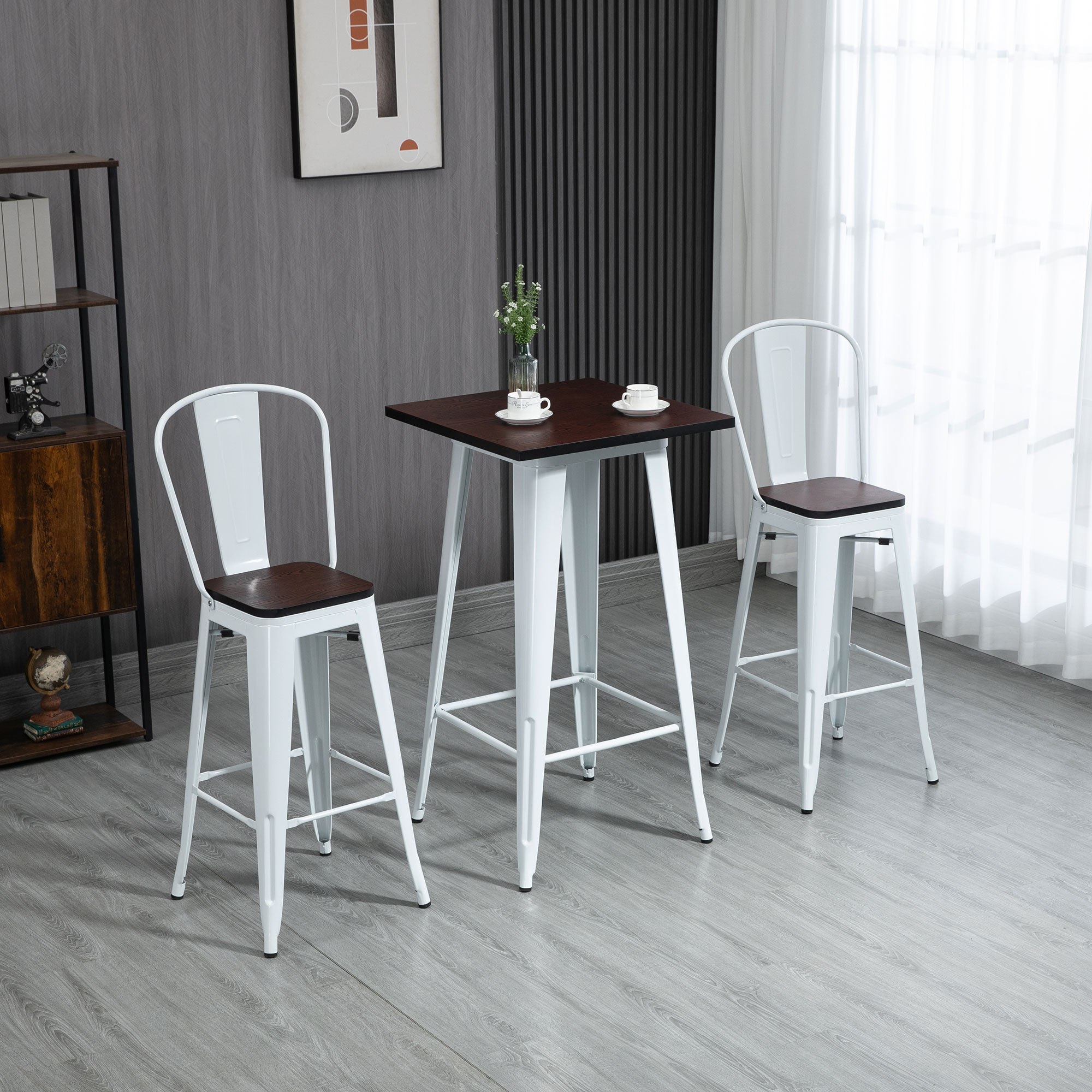 Ensemble table bar 3 pièces, 78", bois/marron