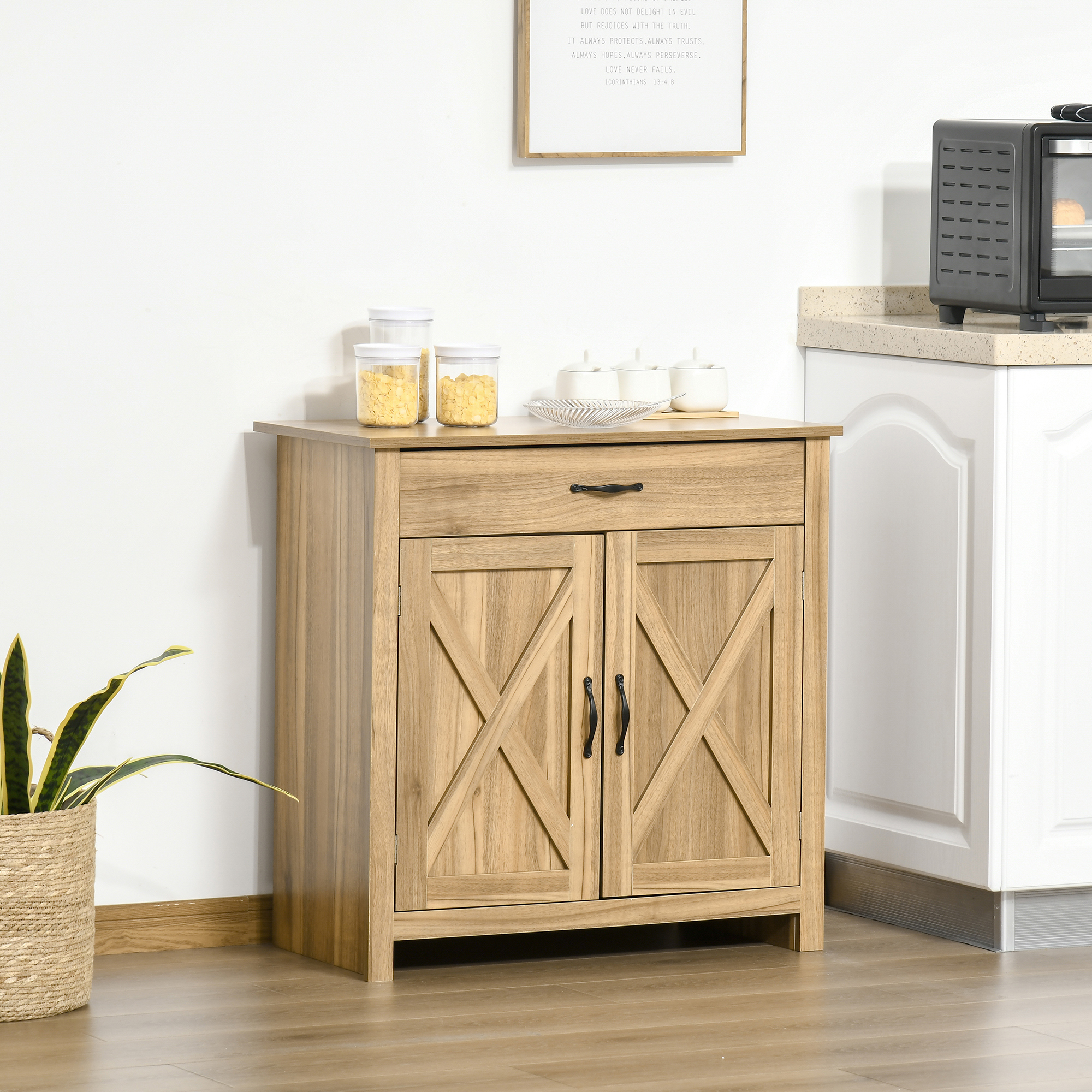 Buffet farmhouse portes grange tiroir bois naturel