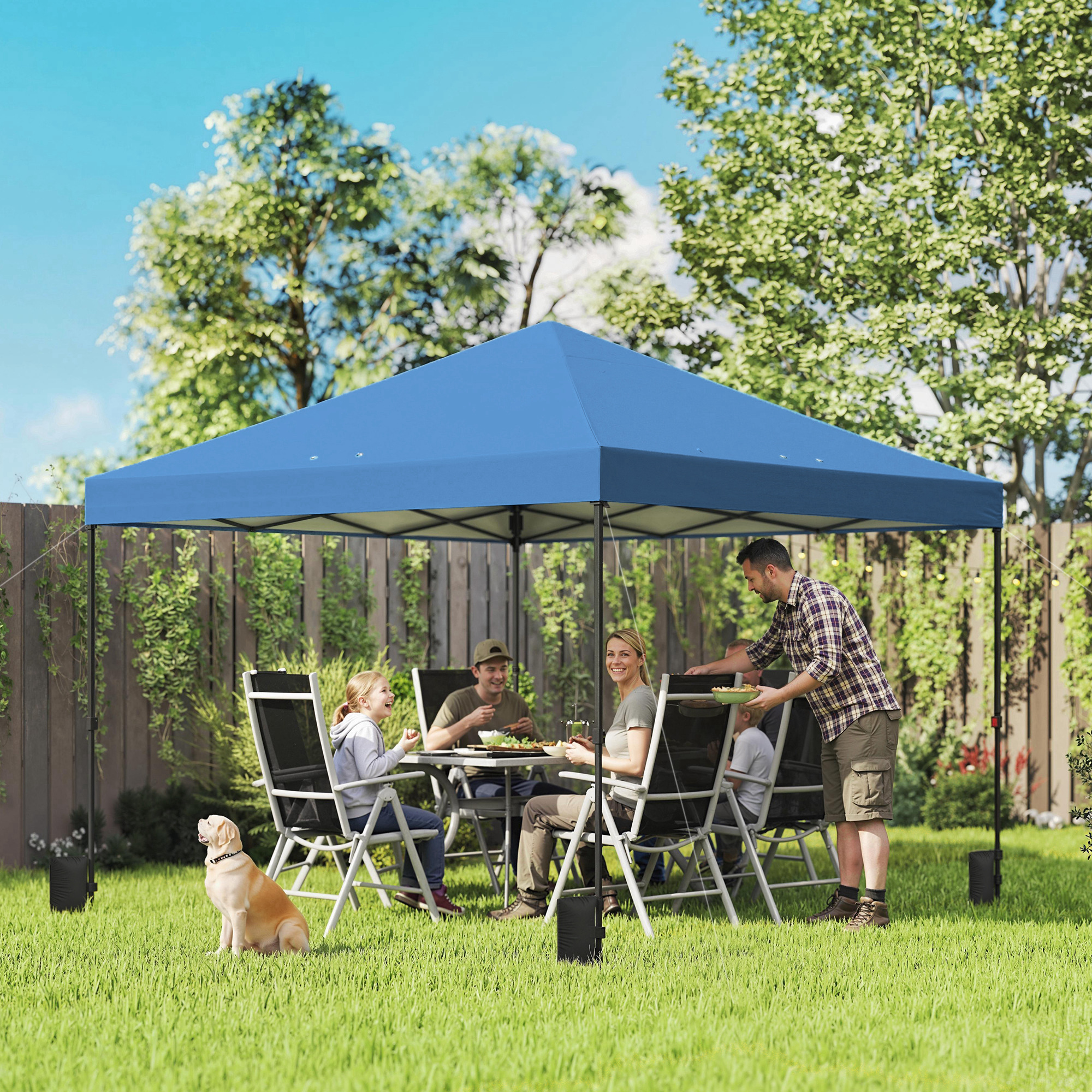 Tente canopy 10x10pi, montage rapide, bleu foncé