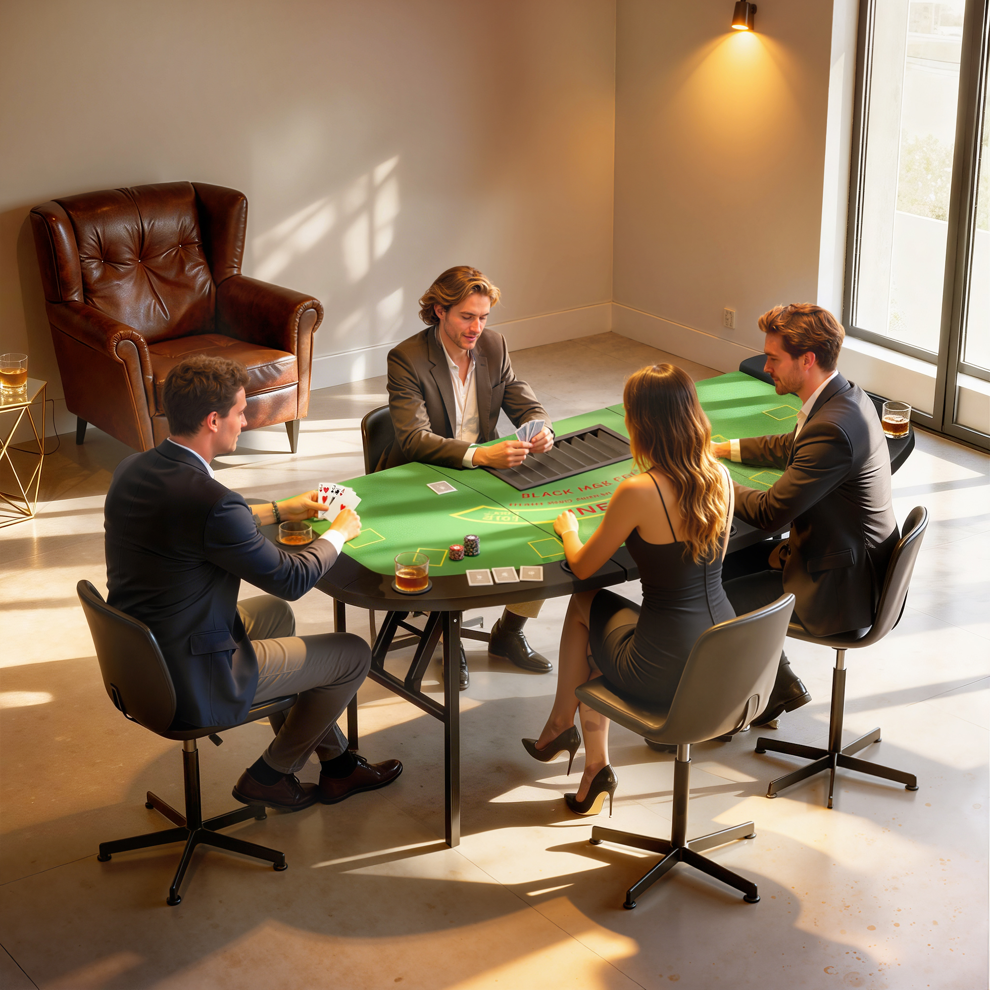 Table Poker Pliable 72 po 8 Joueurs Feutre Vert