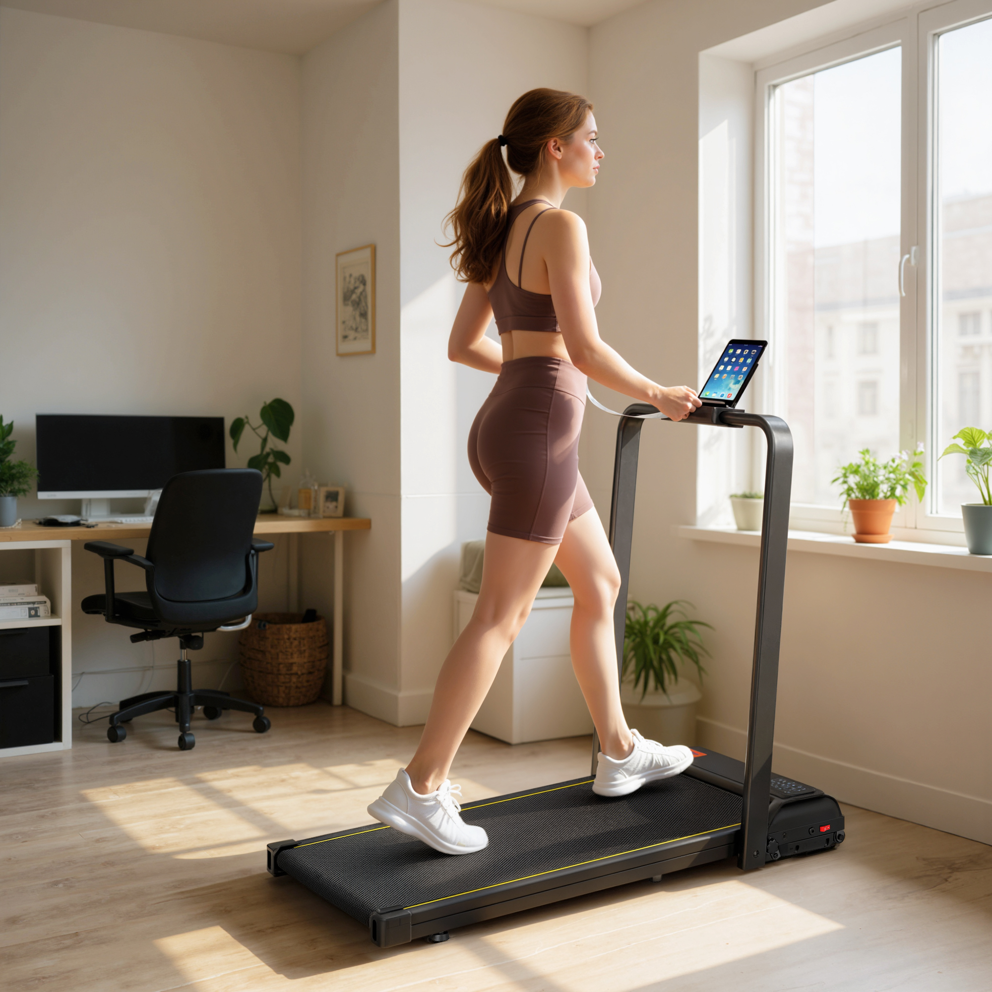 Tapis marche pliable 0,6-6,2 mph, sous bureau, inclinaison