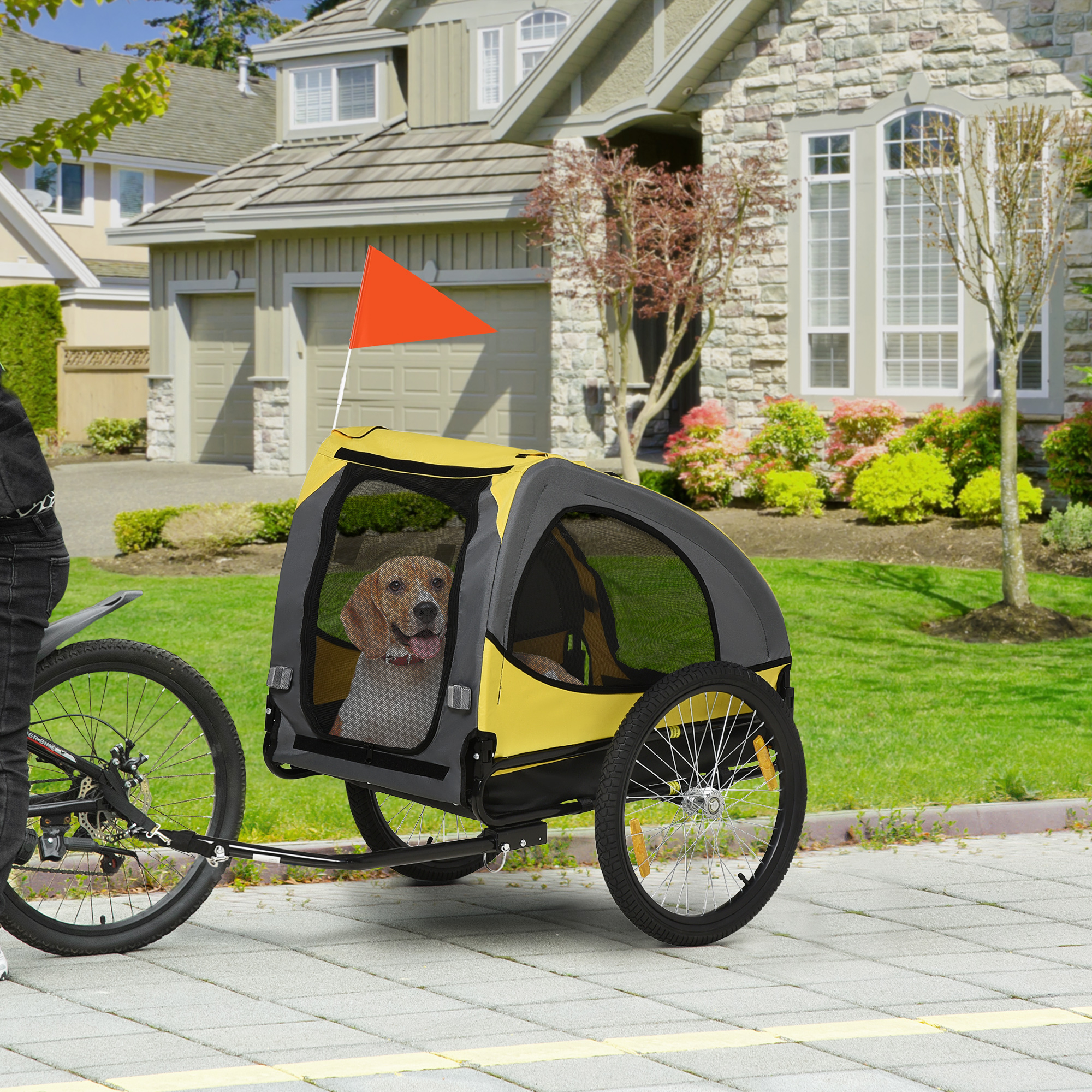 Remorque vélo chien, jaune