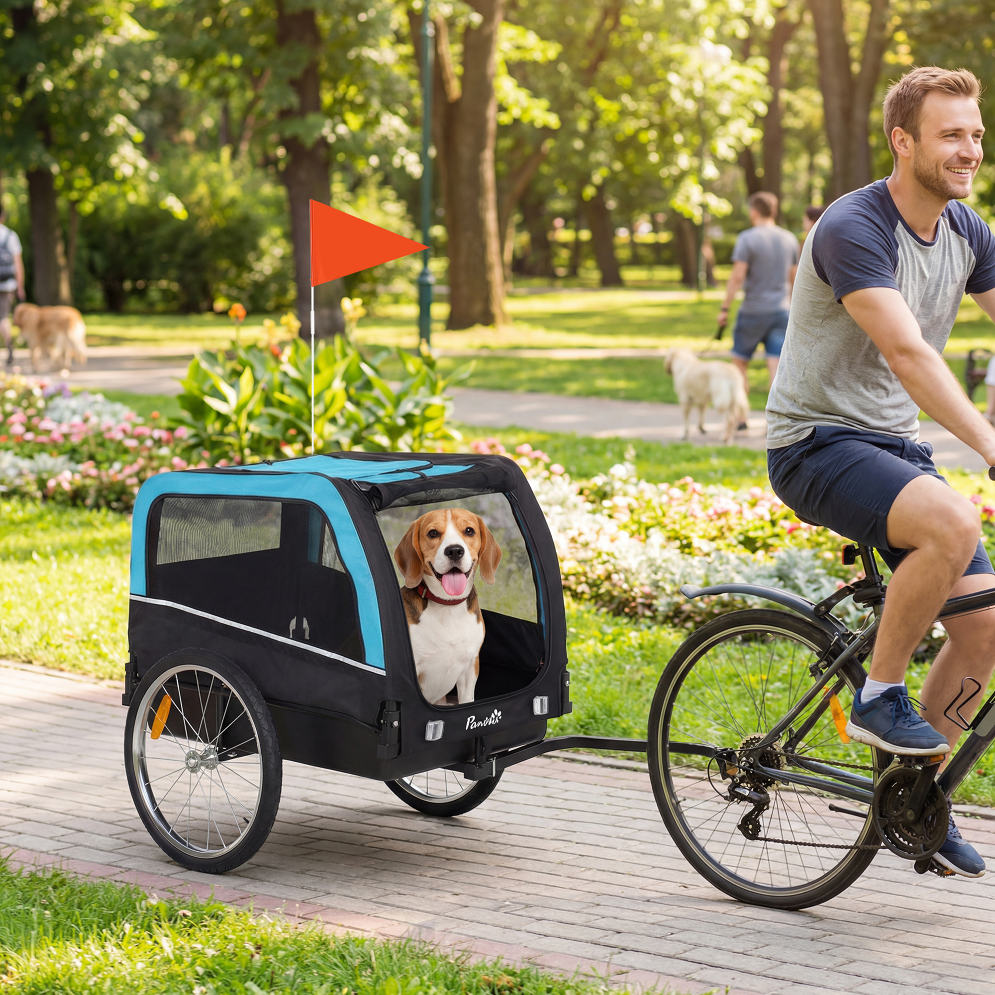 Remorque vélo chien pneus air 20", roues dégagement rapide