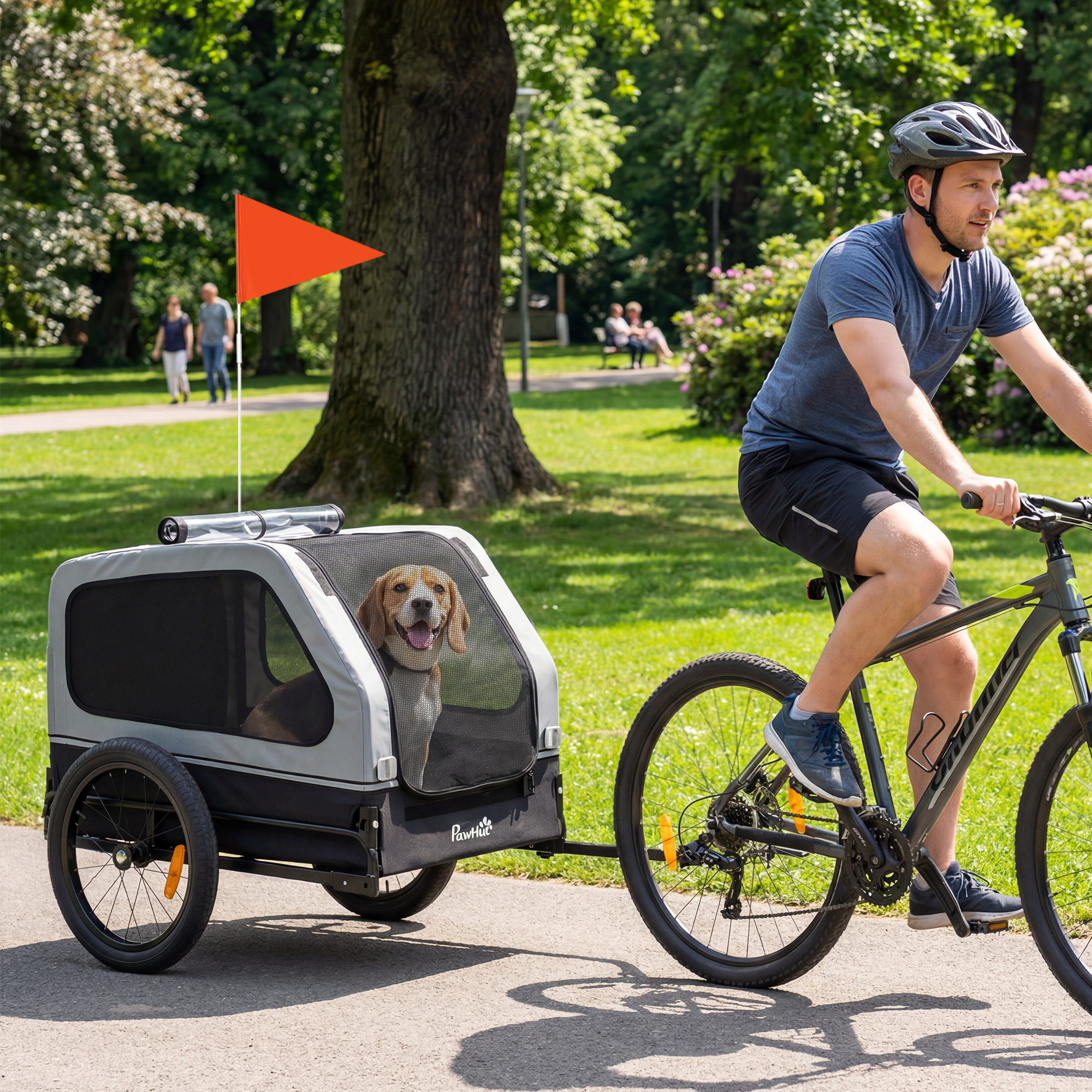 Remorque Vélo Chien Petit Moyen Coupleur Rampe Gris