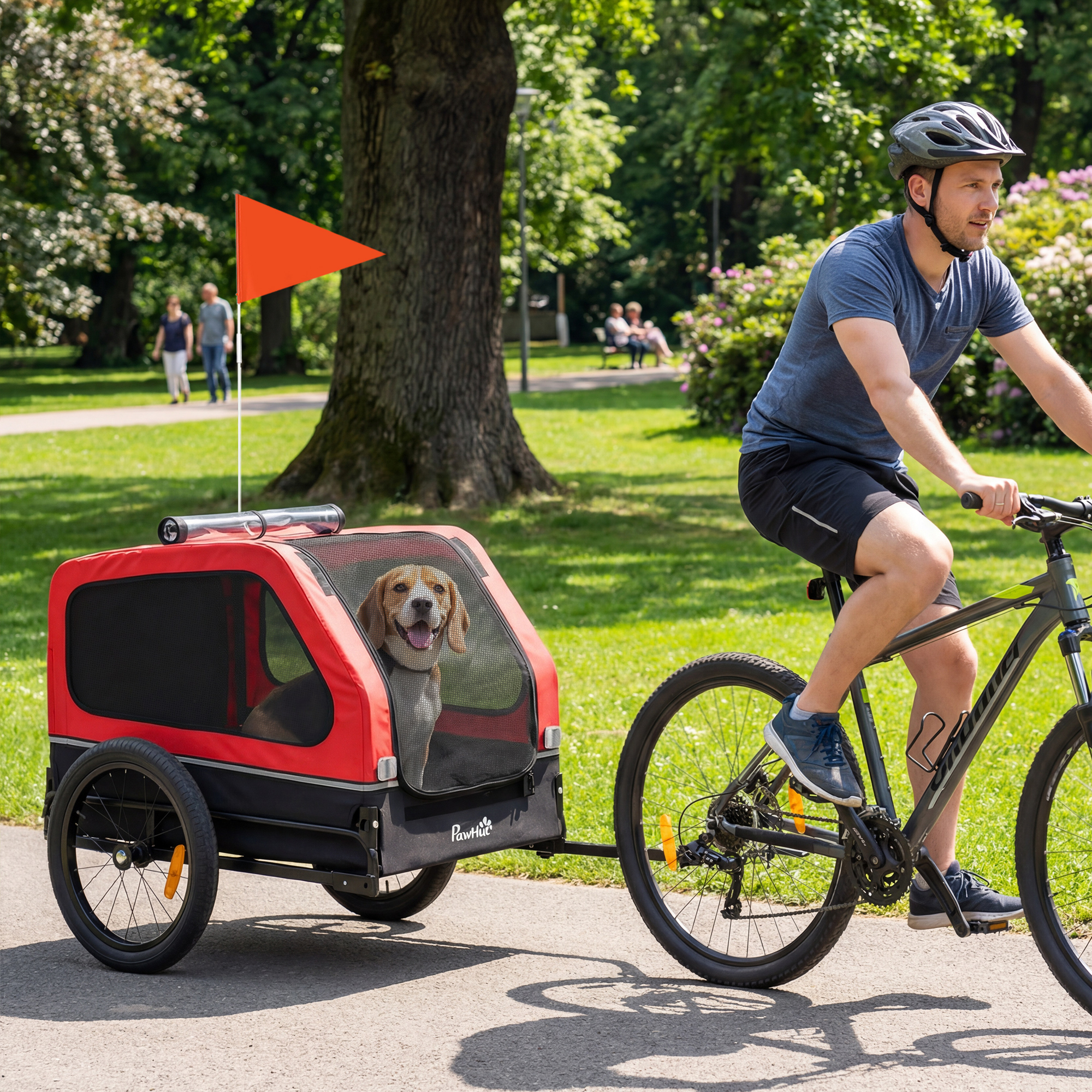 Remorque Vélo Chien Petit Moyen Coupleur Rampe Rouge