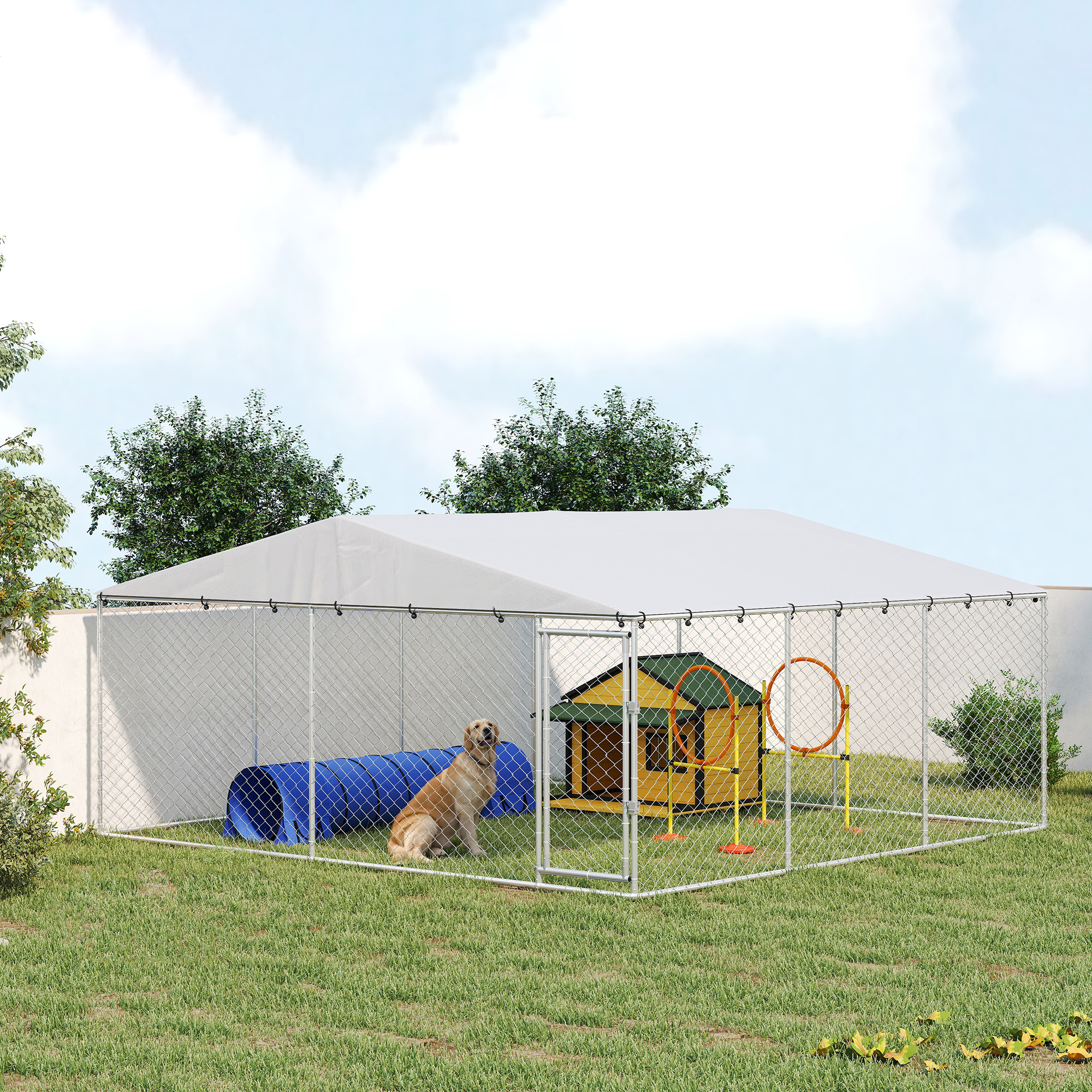 Chenil chien 15x15x7 toit imperméable argent