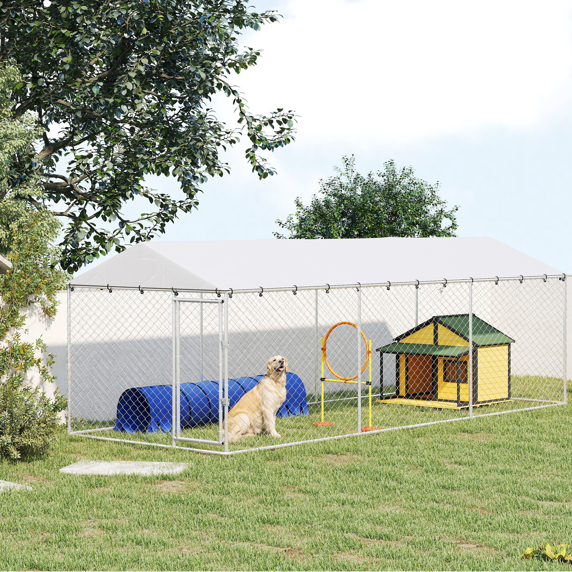 Chenil chien 20x7,5x6,5, toiture étanche, argent