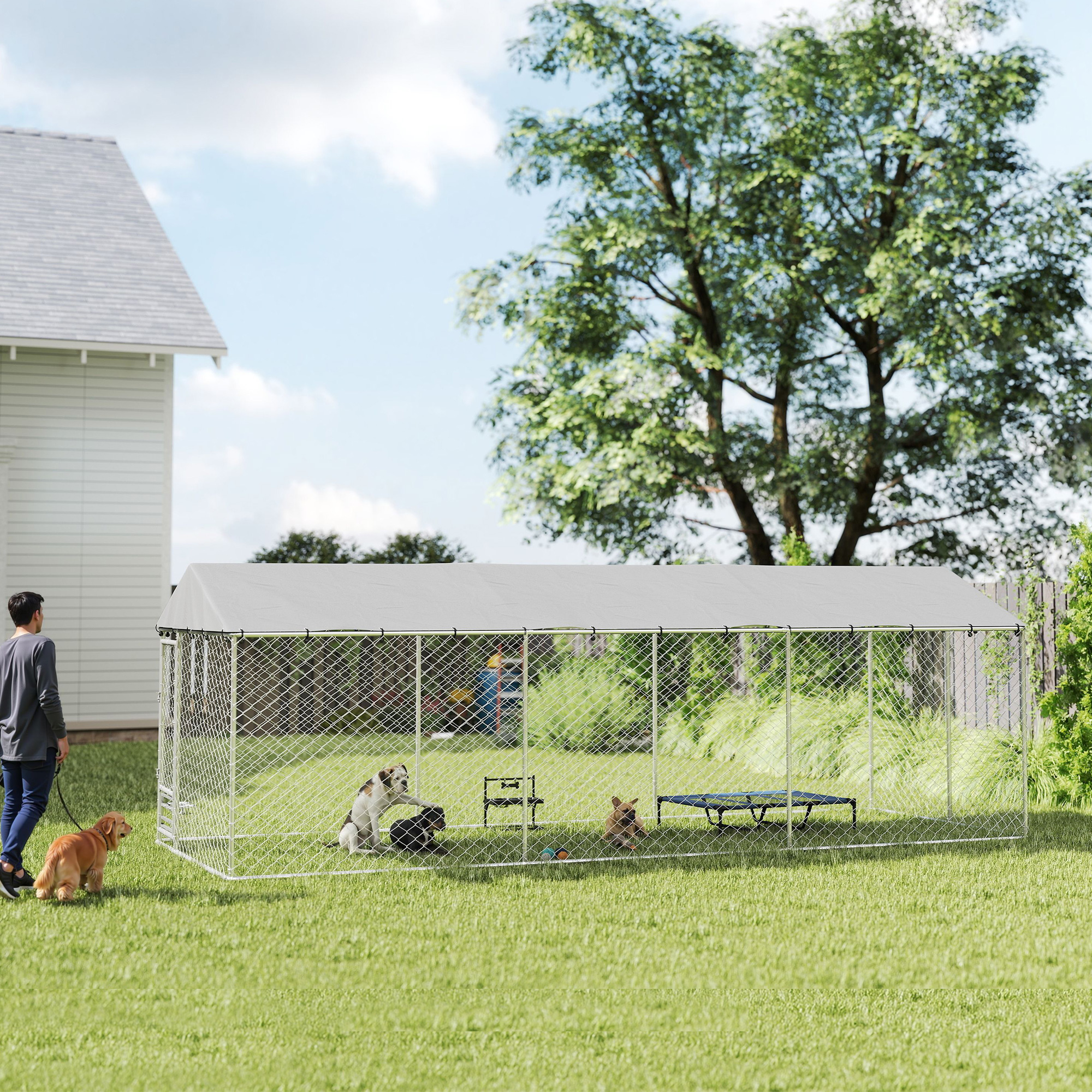 Enclos chien extérieur 20x7.5x6.5pi auvent imperméable UV