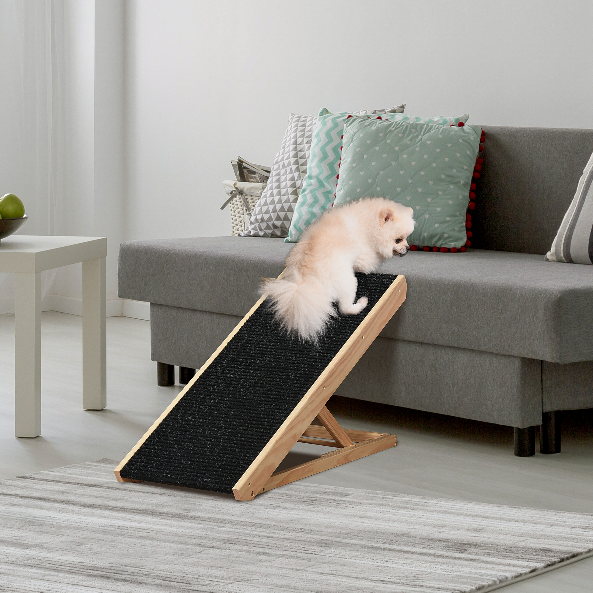 Rampe lit chien pliable réglable 35,5po pin noir