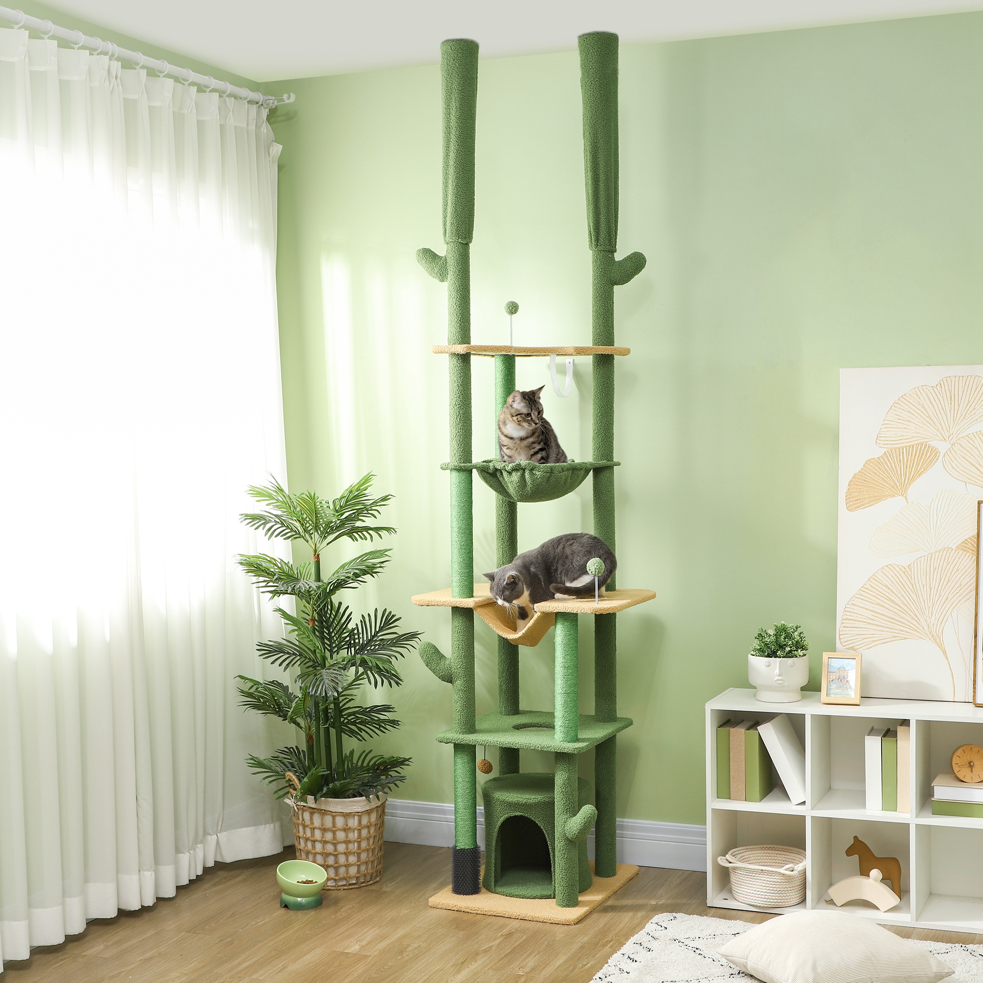 Arbre chat 89-100" vert tour escalade brosse hammac
