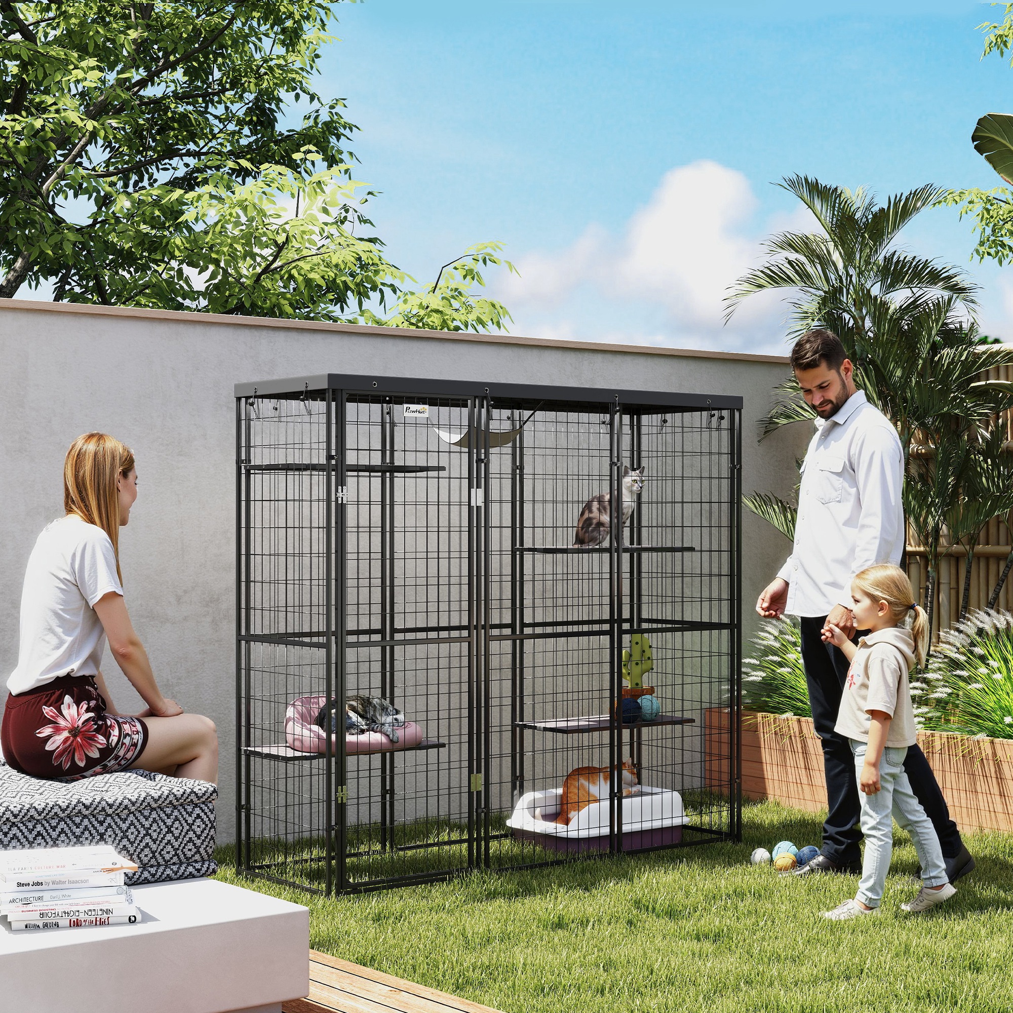 Catio intérieur/extérieur couvercle imperméable, 4 plateformes