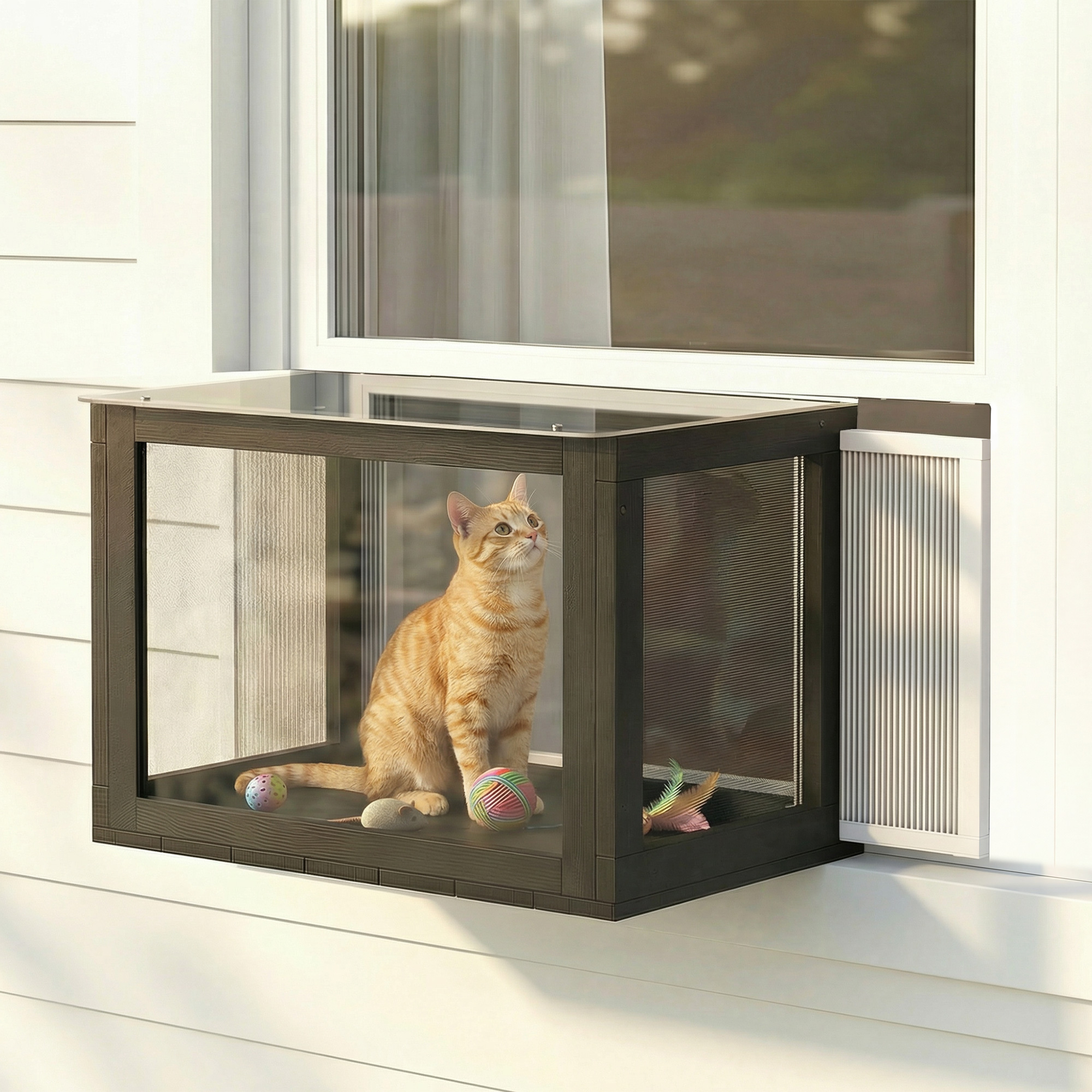 Enclos chat extérieur 25-41" maison chat, bain soleil, repos
