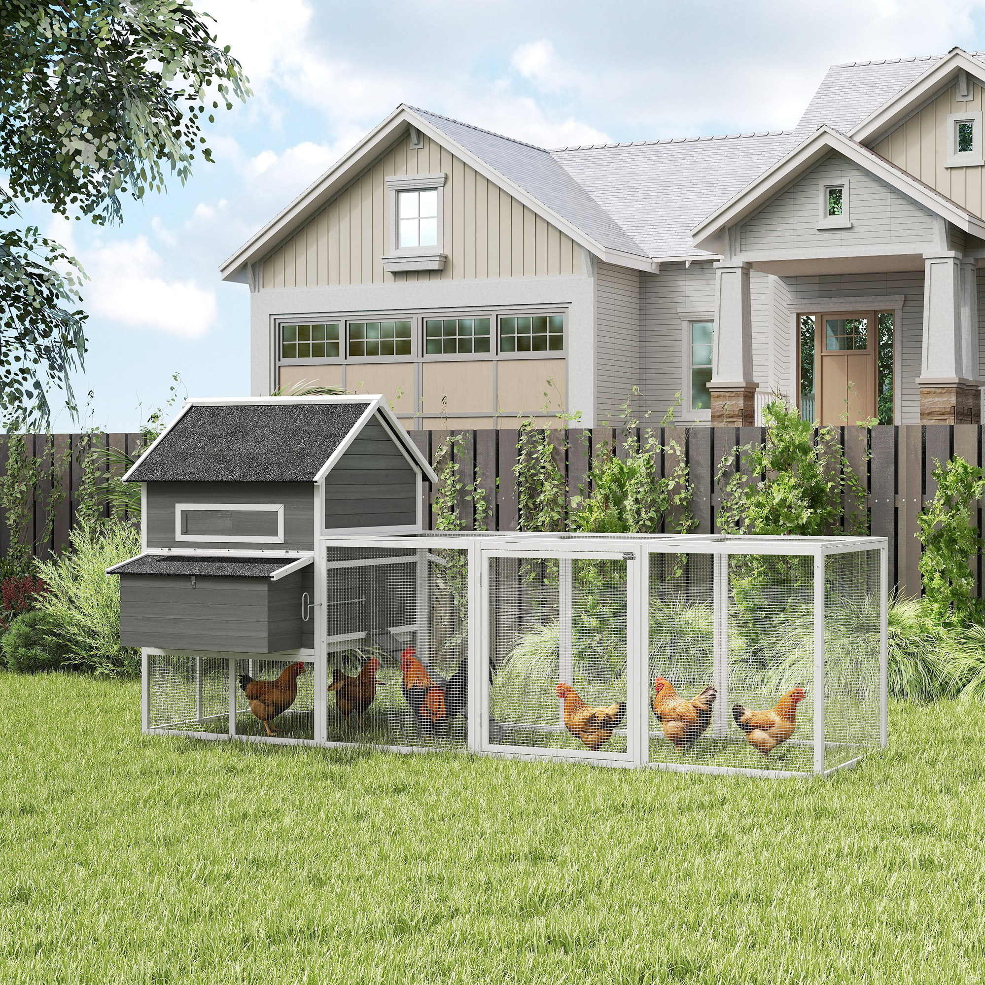 Poulailler bois 137" pour 4-6 poules gris foncé