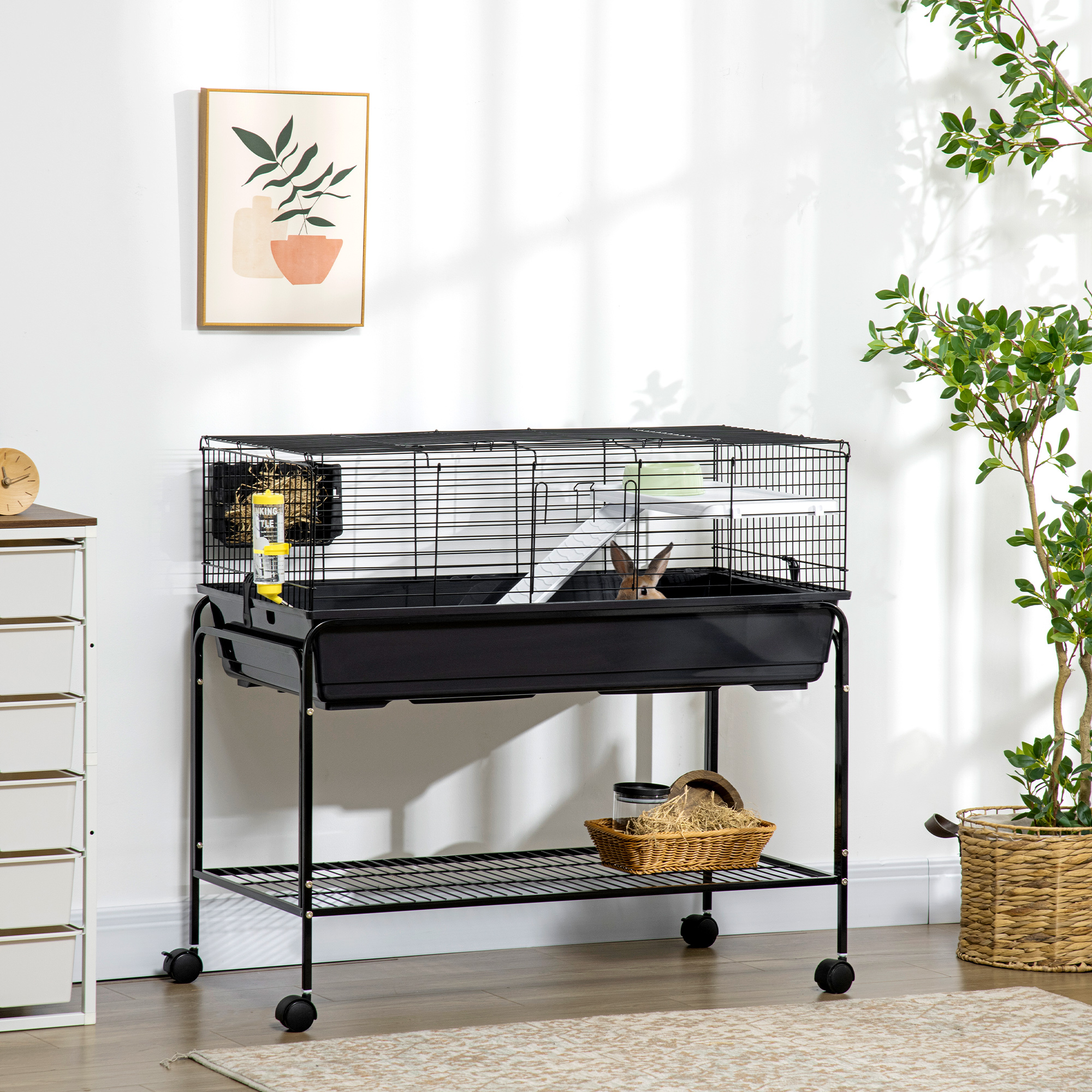 Cage petits animaux 2 étages 39" x 20,5" noire
