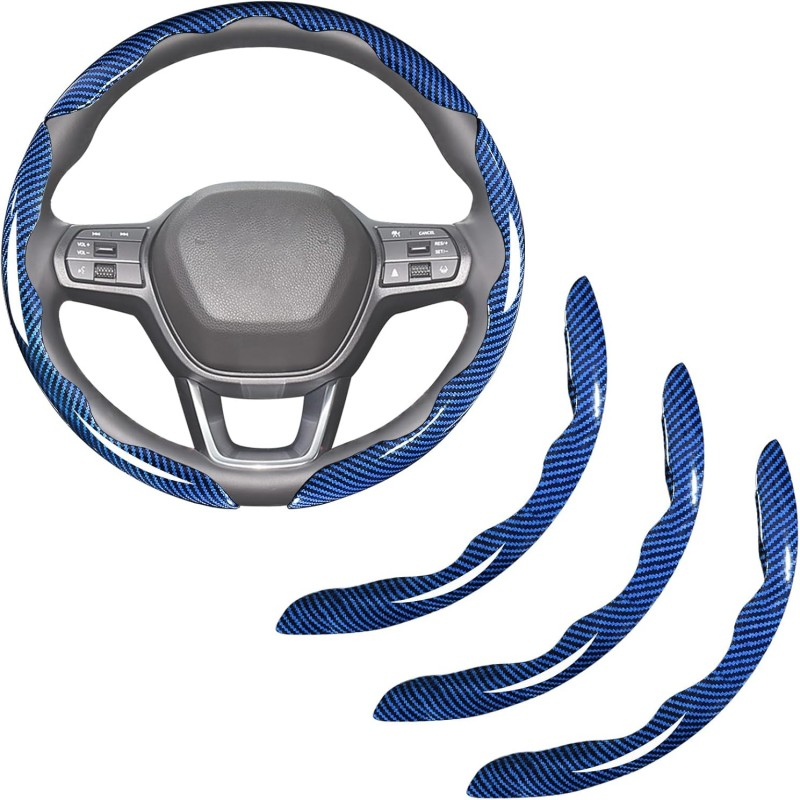 Housse volant direction fibre carbone clip bleu 3 pièces