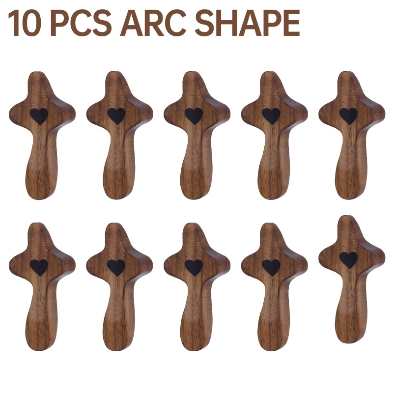 10 sachets bois noyer motifs cœur religieux