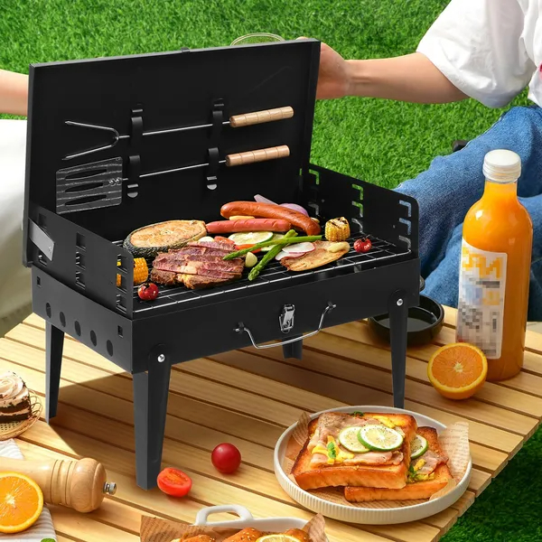 Barbecue portable charbon carré 17,32x10,63x8,66 po