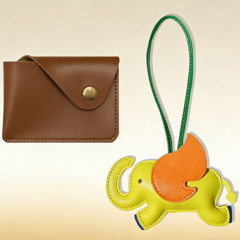 Porte-clés éléphant mignon cuir PU avec chaîne téléphone