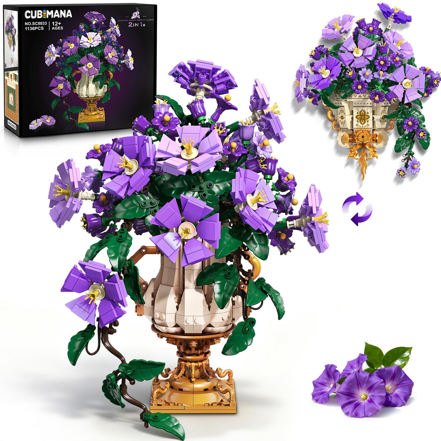 Plantes Botaniques 2 en 1 avec Vase, Bonsaï Fleurs