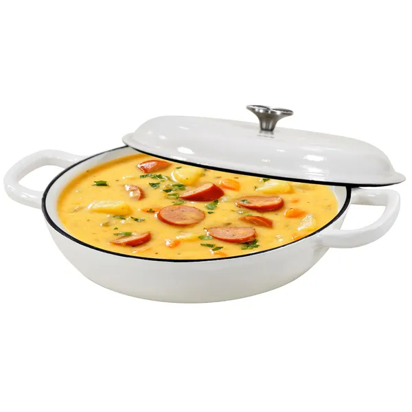 Cocotte en fonte émaillée, 3,8 L, couvercle, antiadhésif, sécuritaire four