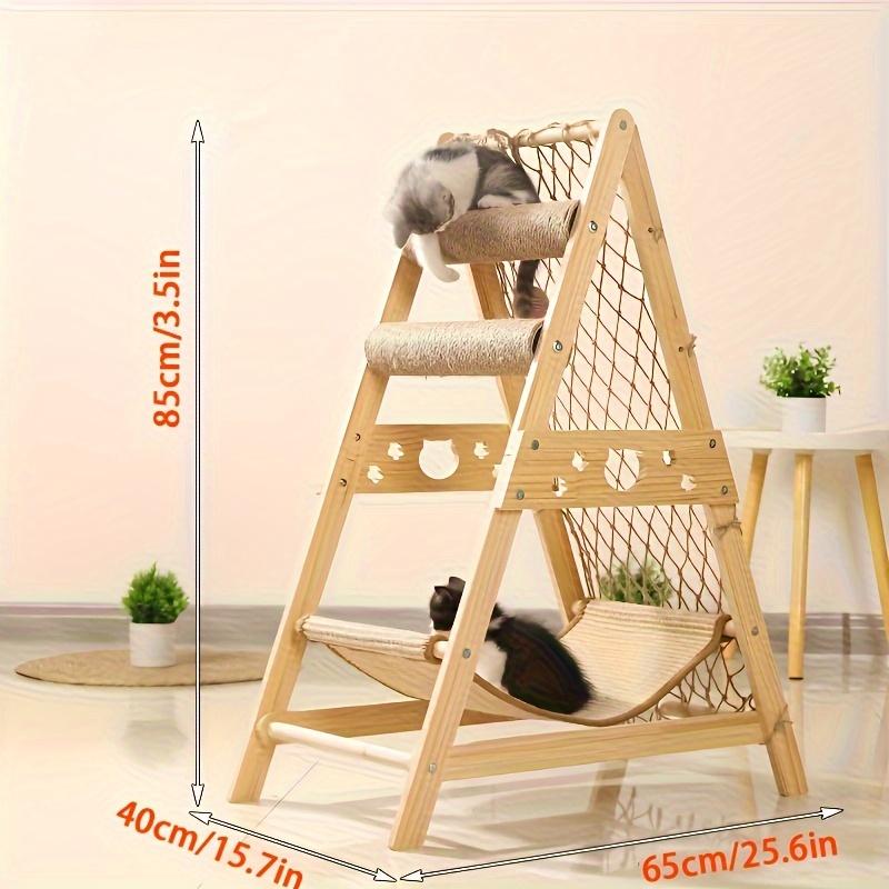 Arbre chat bois 2 poteaux griffoir lit été