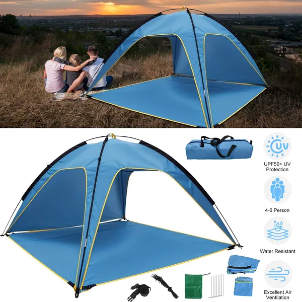 Tente plage UPF50 6.9x6.9pi 4-6 personnes portable