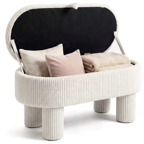 Banc rangement beige 42po mousse épaisse capacité 400LBS