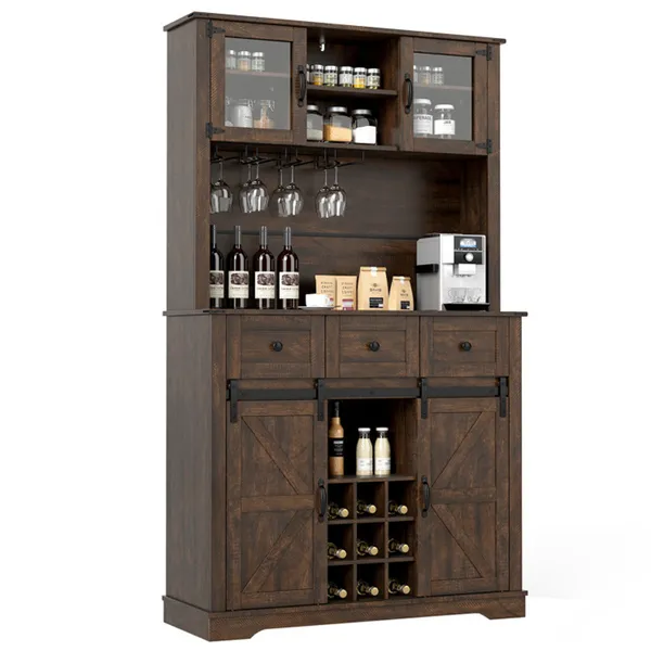 Armoire garde-manger 72po portes grange rangement vin
