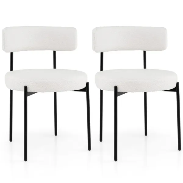 2 chaises de salle à manger Sherpa blanc, dossier ergonomique courbé