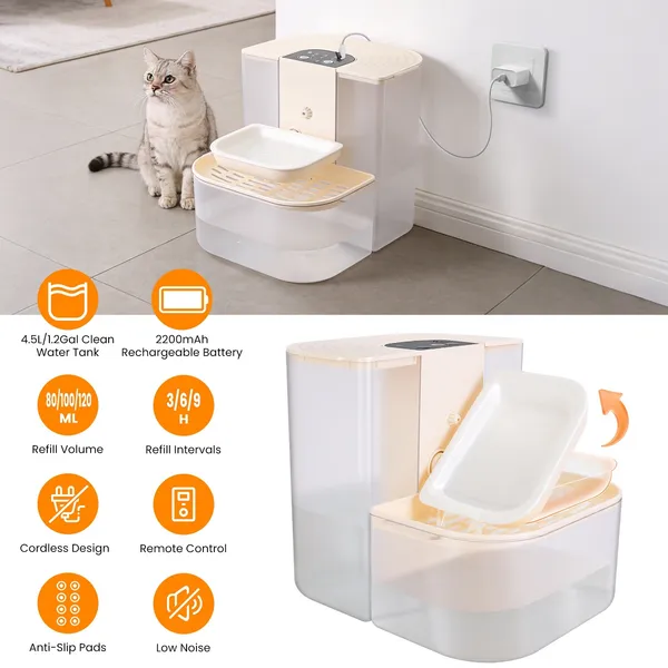Fontaine eau automatique animal dual réservoir 4,5L contrôle distant