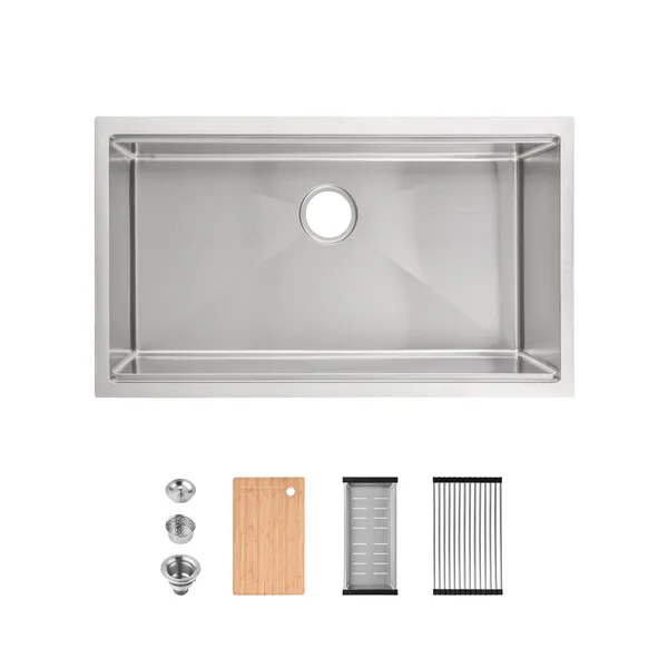 Évier cuisine acier 33x19 po simple bassin noir