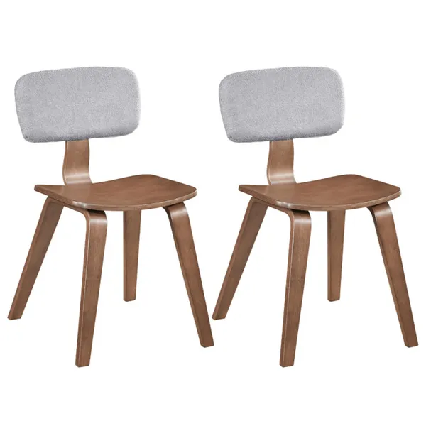 Ensemble 2 chaises velours teddy gris noyer, rembourrage doux