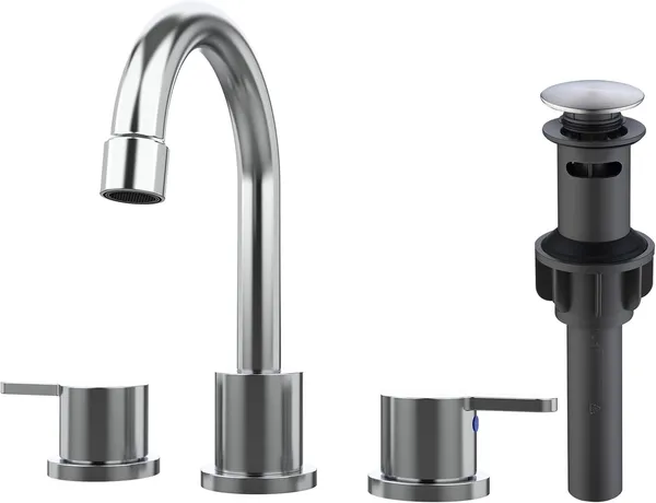 Robinet lavabo chrome, 2 poignées, 8", trou 3, pivotant