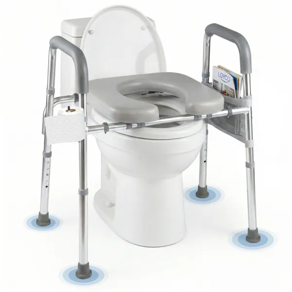 Siège toilette rehaussé ajustable, accoudoirs, capacité 300 lb