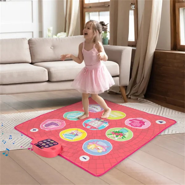 Tapis danse enfant rose, 5 niveaux, 9 chansons, antidérapant